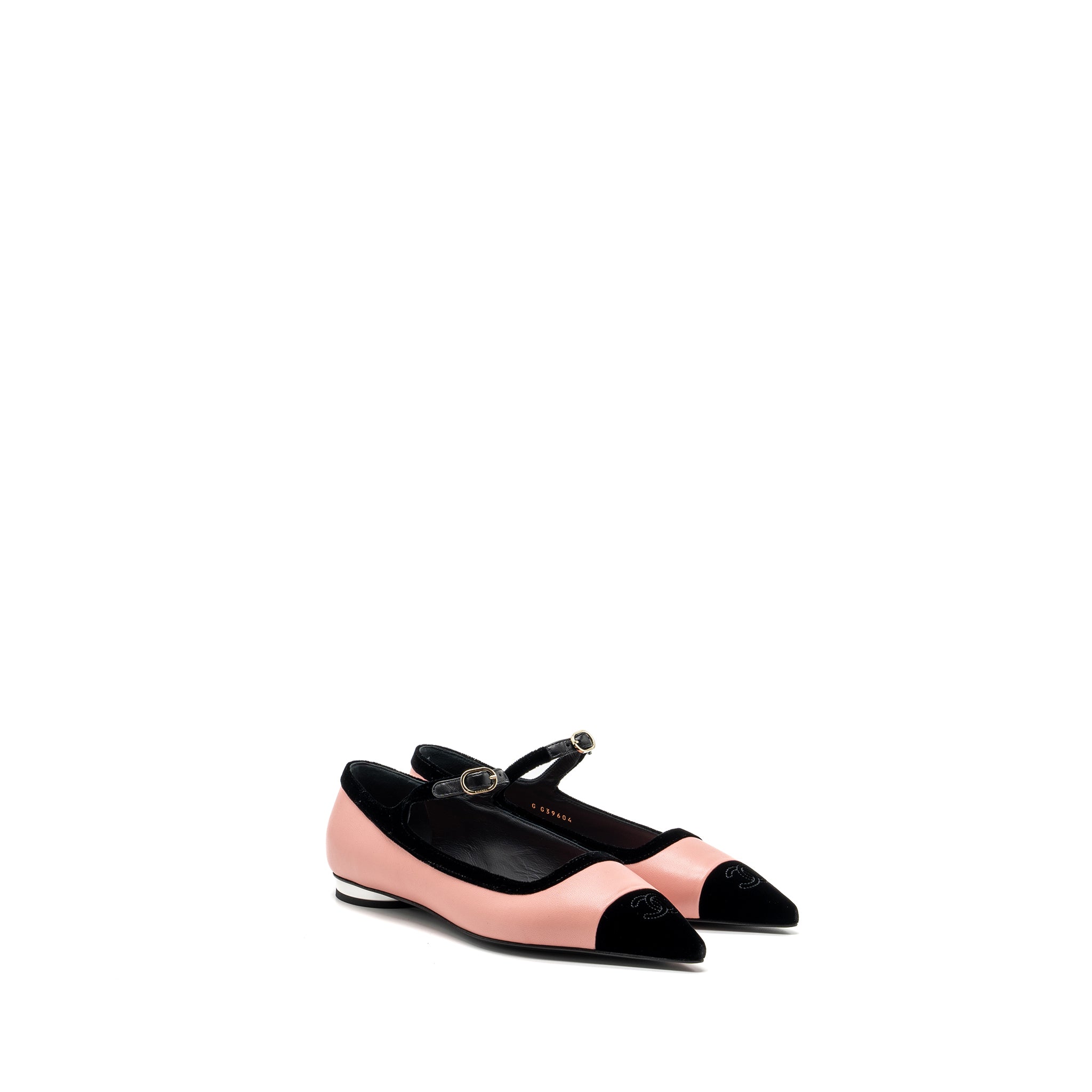 CHANEL 22K MERY JANES SHOES LAMBSKIN / VELVET PINK / BLACK LGHW