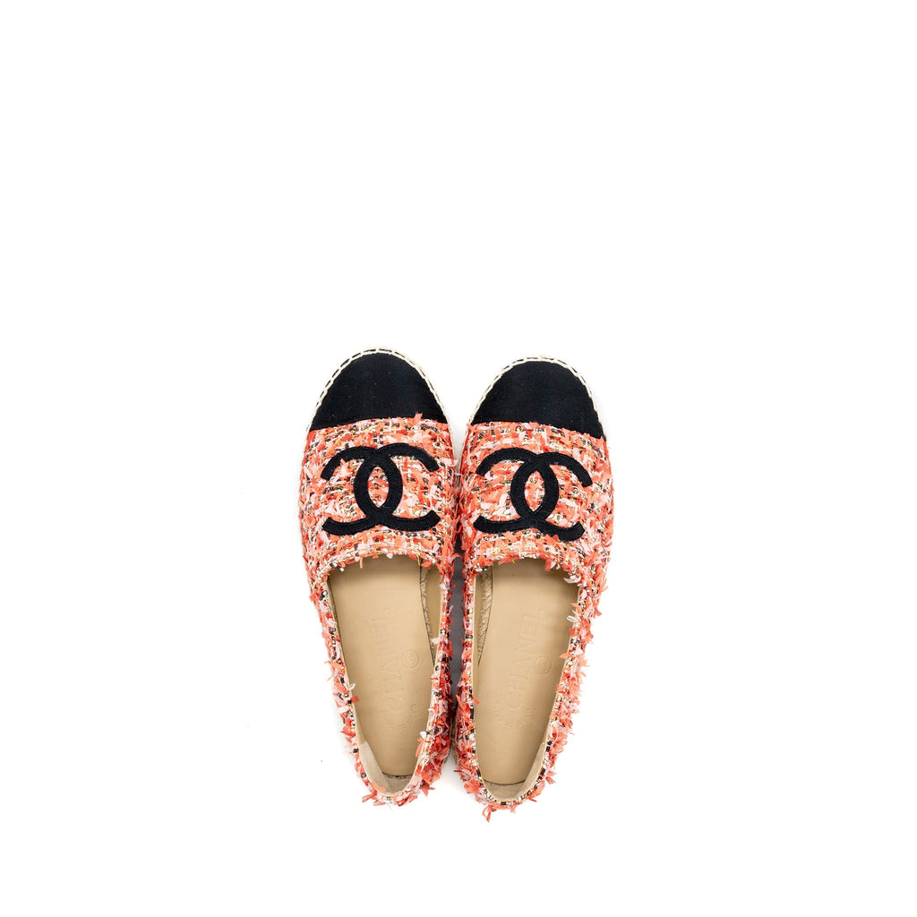 CHANEL ESPADRILLES TWEED PINK / BLACK