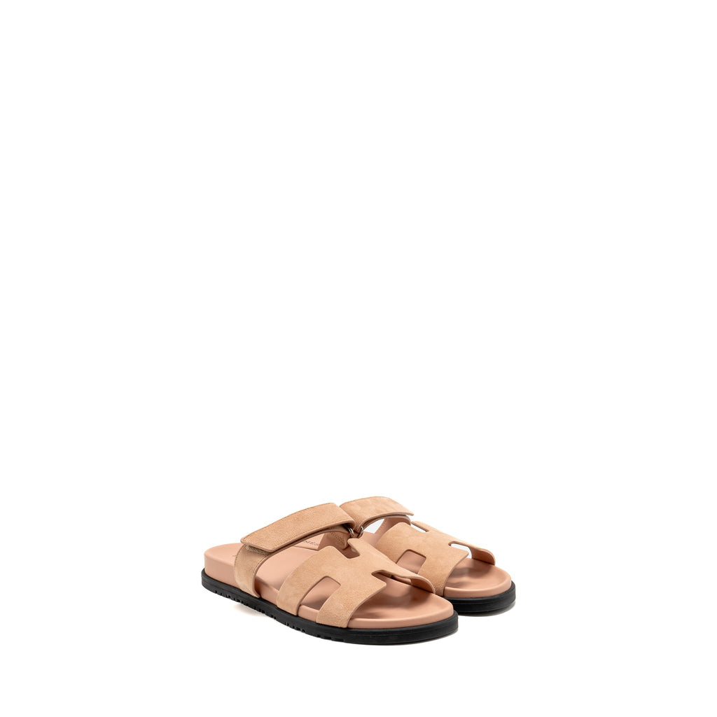 HERMES FEMME CHYPRE SANDALS CHEVRE GOATSKIN/SUEDE NUDE