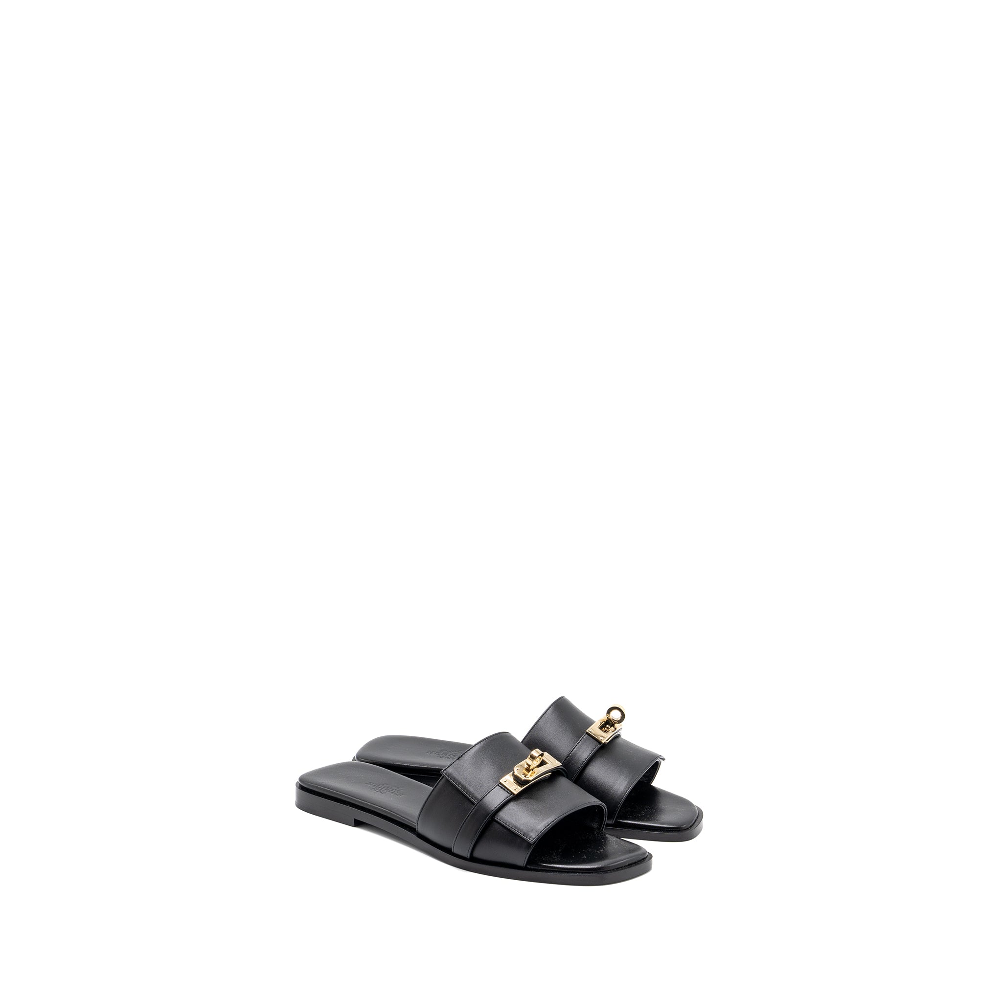 HERMES GIULIA SANDALS BLACK GHW