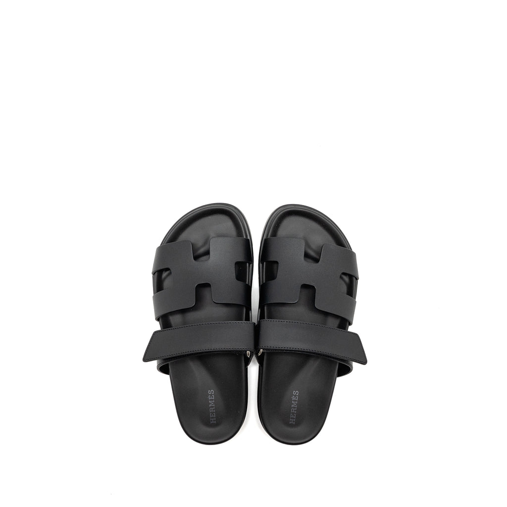 HERMES CHYPRE SANDALS CALFSKIN BLACK