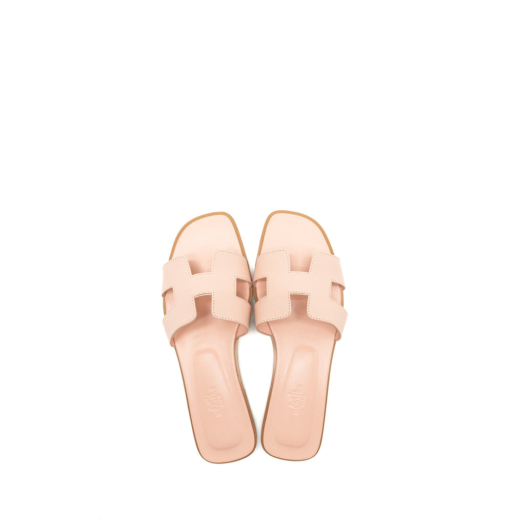 HERMES ORAN SANDALS EPSOM ROSE PALE