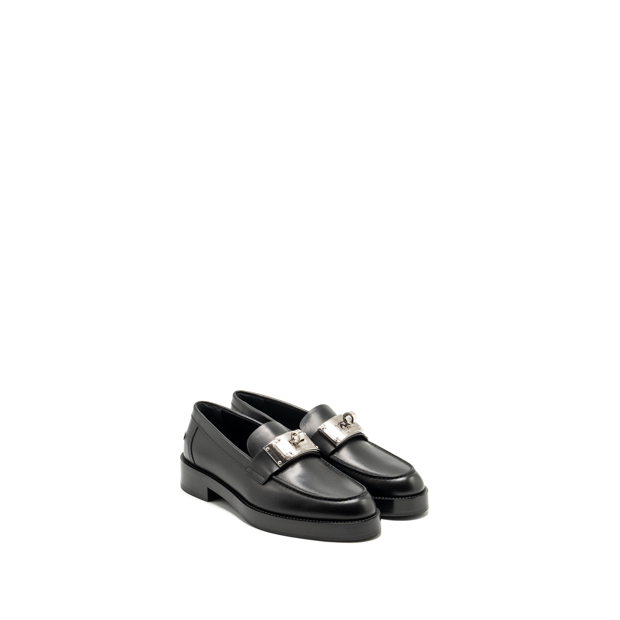 HERMES MOCASSINS HOT LOAFER CALFSKIN BLACK SHW