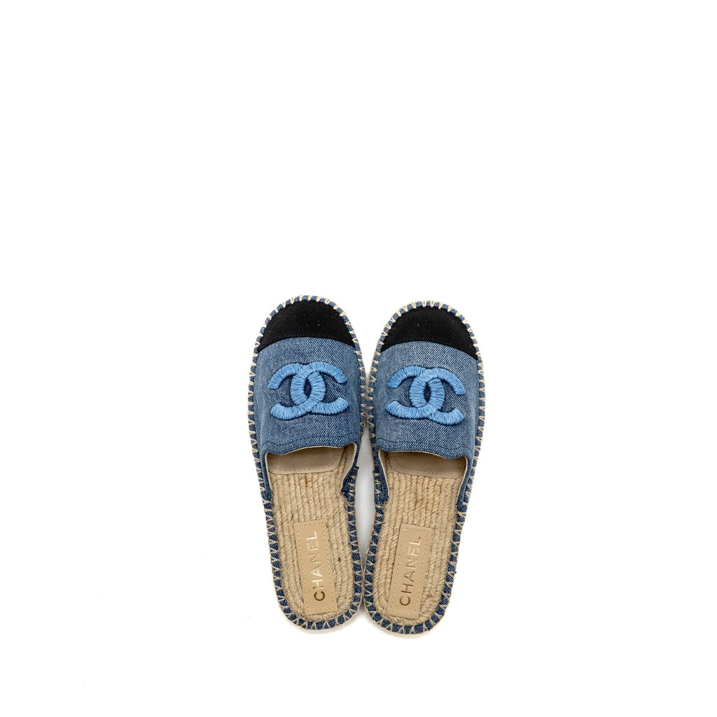 CHANEL ESPADRILLES SANDALS DENIM BLUE