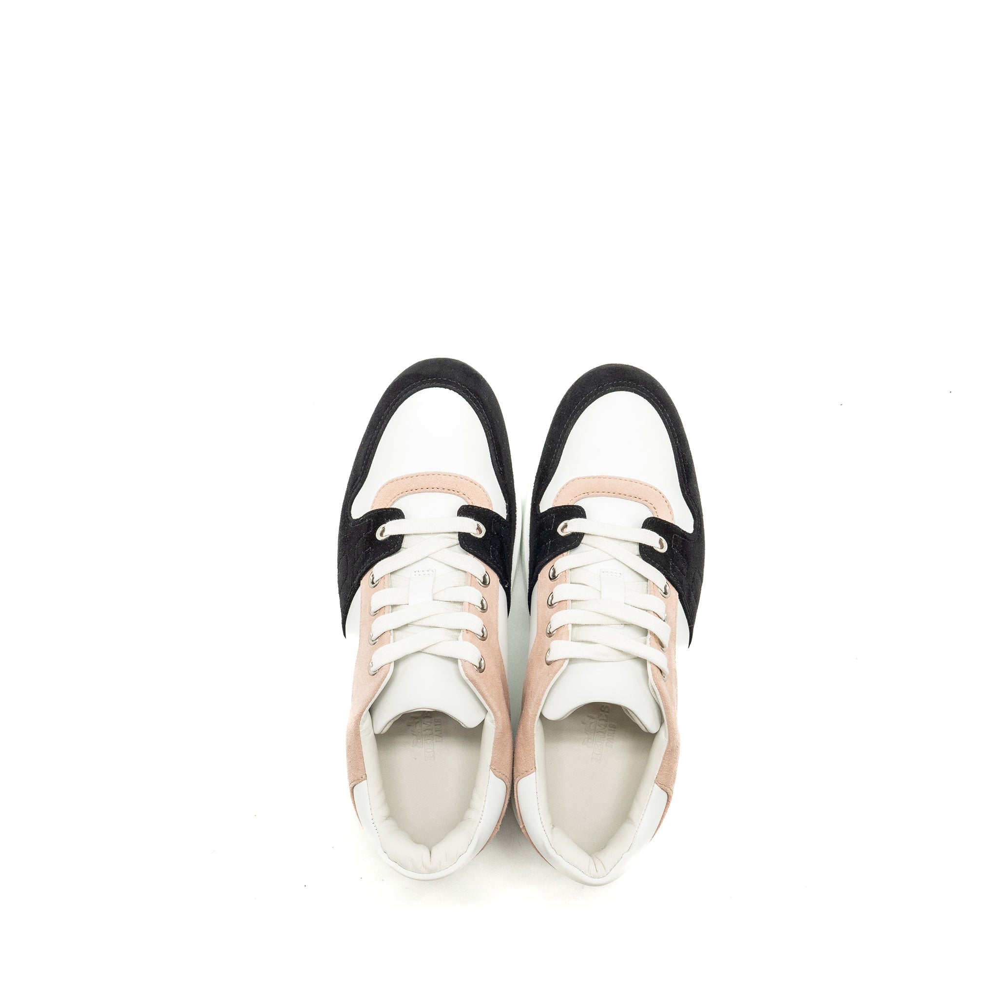 HERMES FREESTYLE SNEAKERS SUEDE / CALFSKIN BLACK / WHITE/ PINK