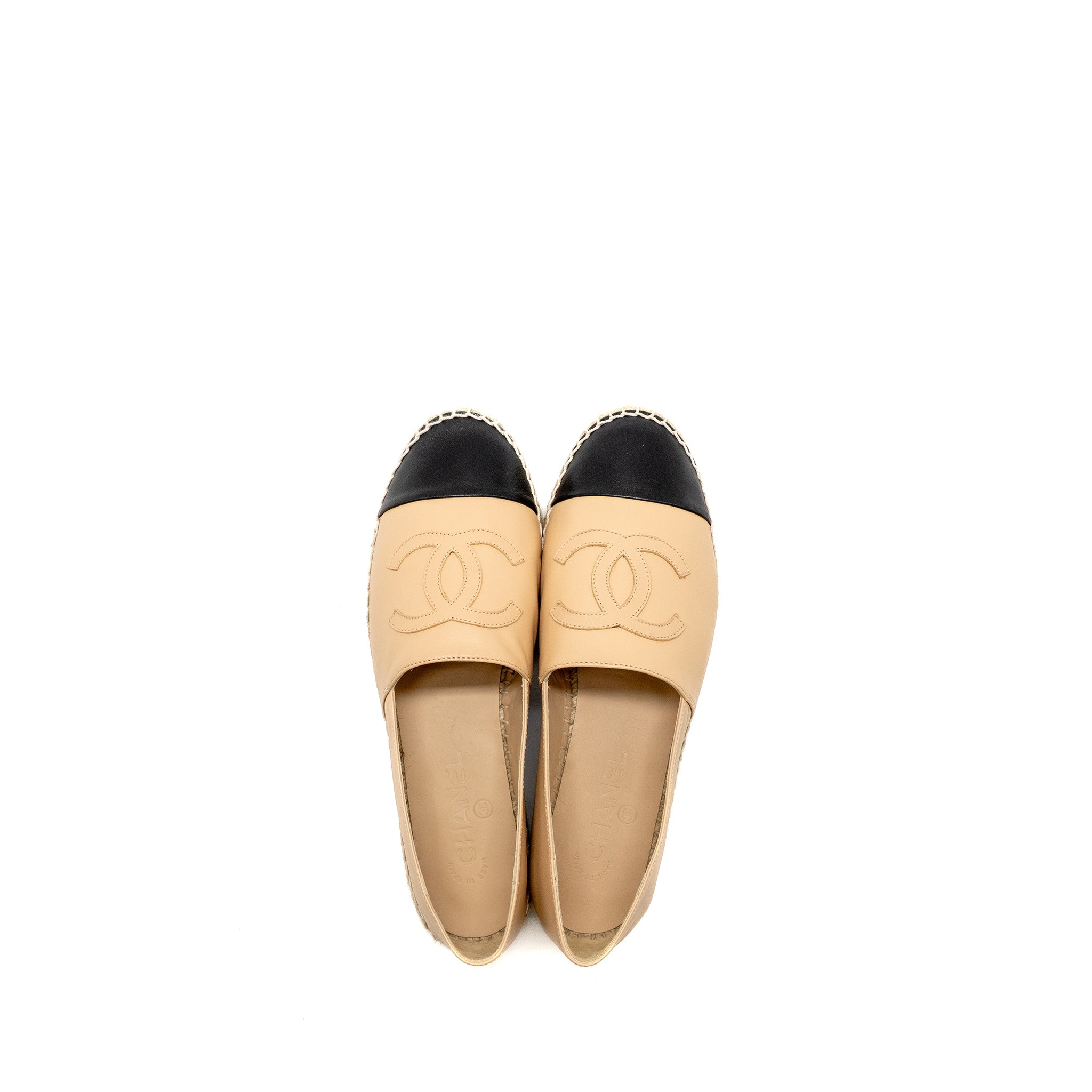 CHANEL ESPADRILLES LAMBSKIN BEIGE/BLACK