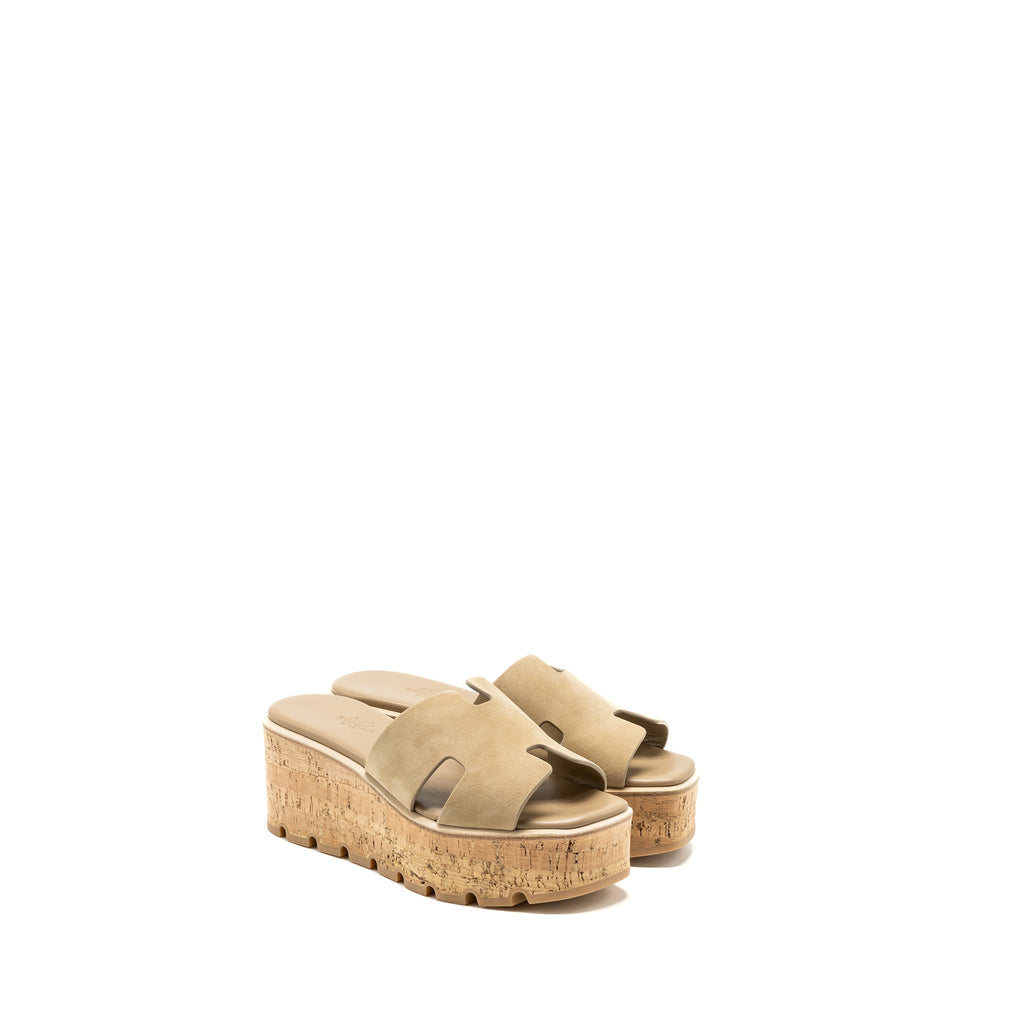 HERMES EZE SANDALS SUEDE/GOATSKIN BEIGE