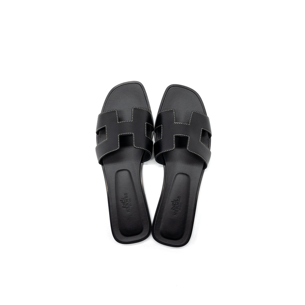 HERMES ORAN SANDAL CALFSKIN BLACK
