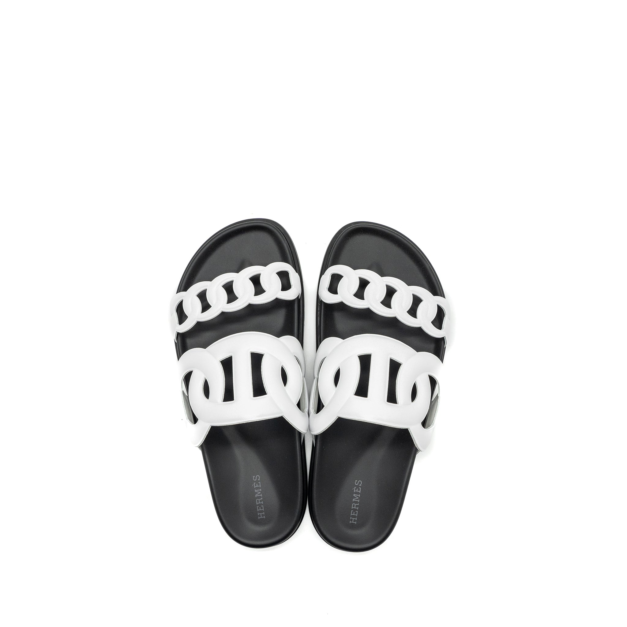 HERMES EXTRA SANDALS WHITE/BLACK