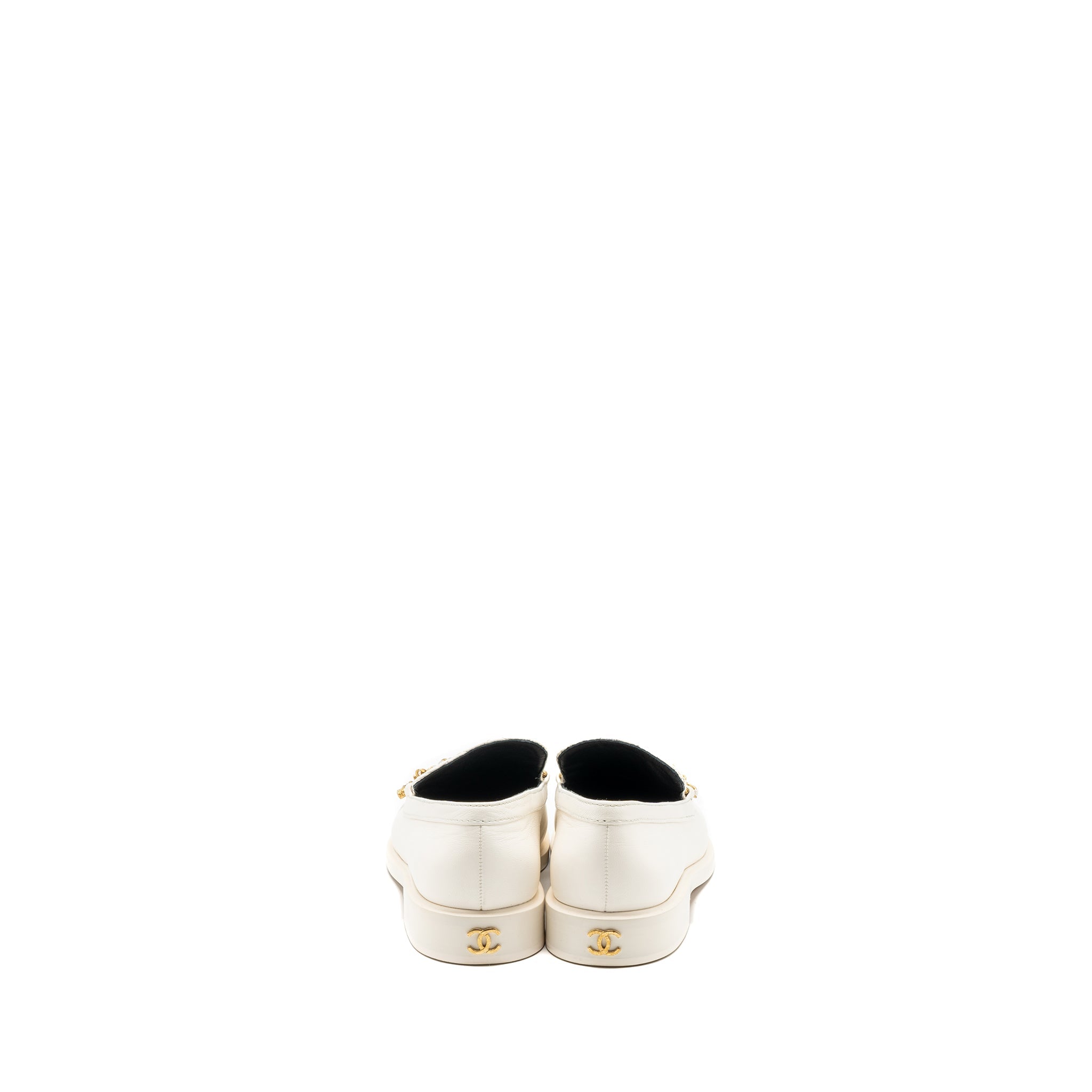 CHANEL LOAFER WITH CHARM LEATHER WHITE GHW