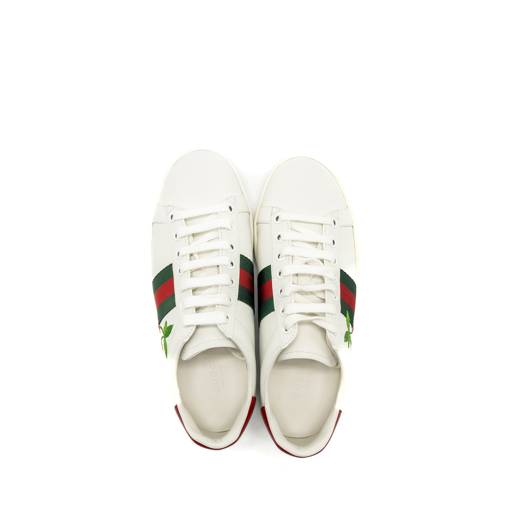 GUCCI LEATHER SNEAKERS WITH GG CHERRY PRINT WHITE MULTICOLOUR
