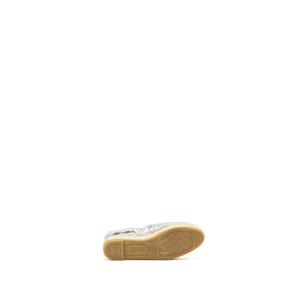 CHANEL ESPADRILLE METALLIC SILVER