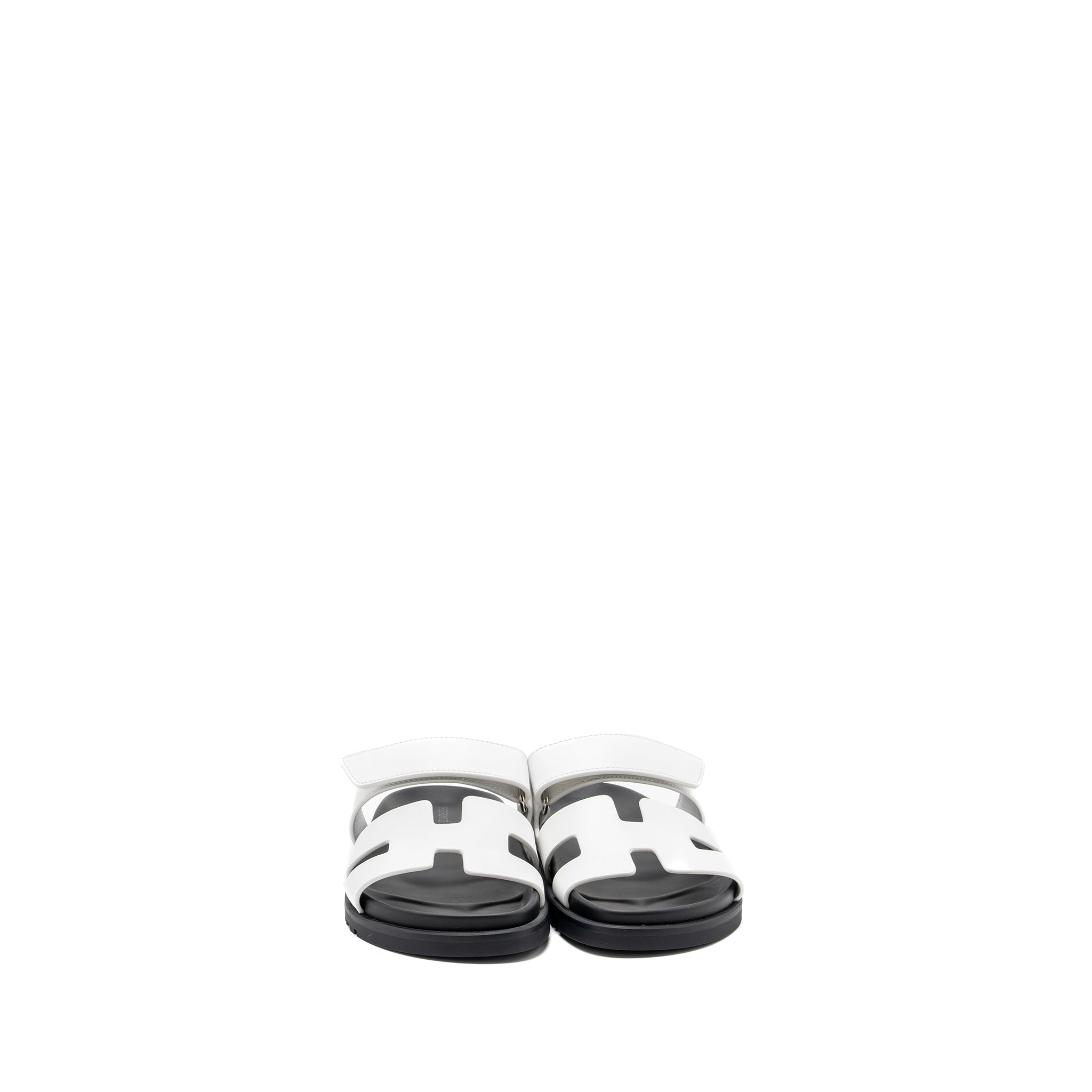 HERMES CHYPRE SANDAL CALFSKIN BLANC