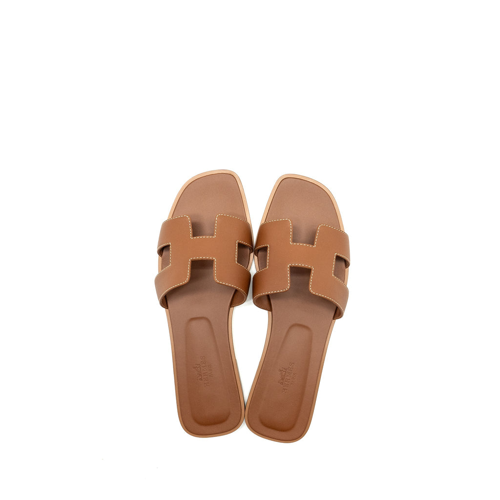 HERMES ORAN SANDALS CALFSKIN GOLD