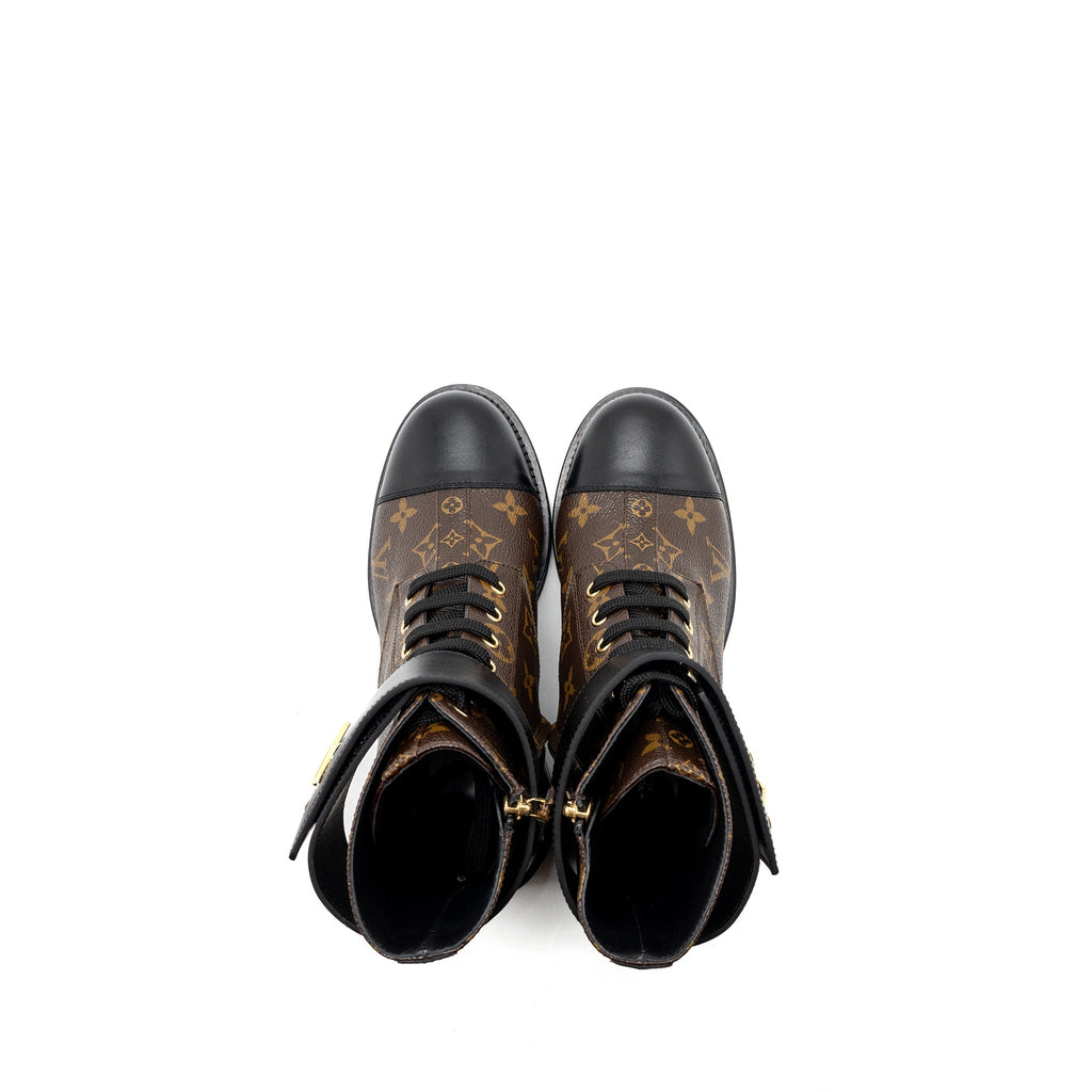 LOUIS VUITTON WONDERLAND FLAT RANGER ANKLE BOOTS MONOGRAM CANVAS/LEATHER GHW