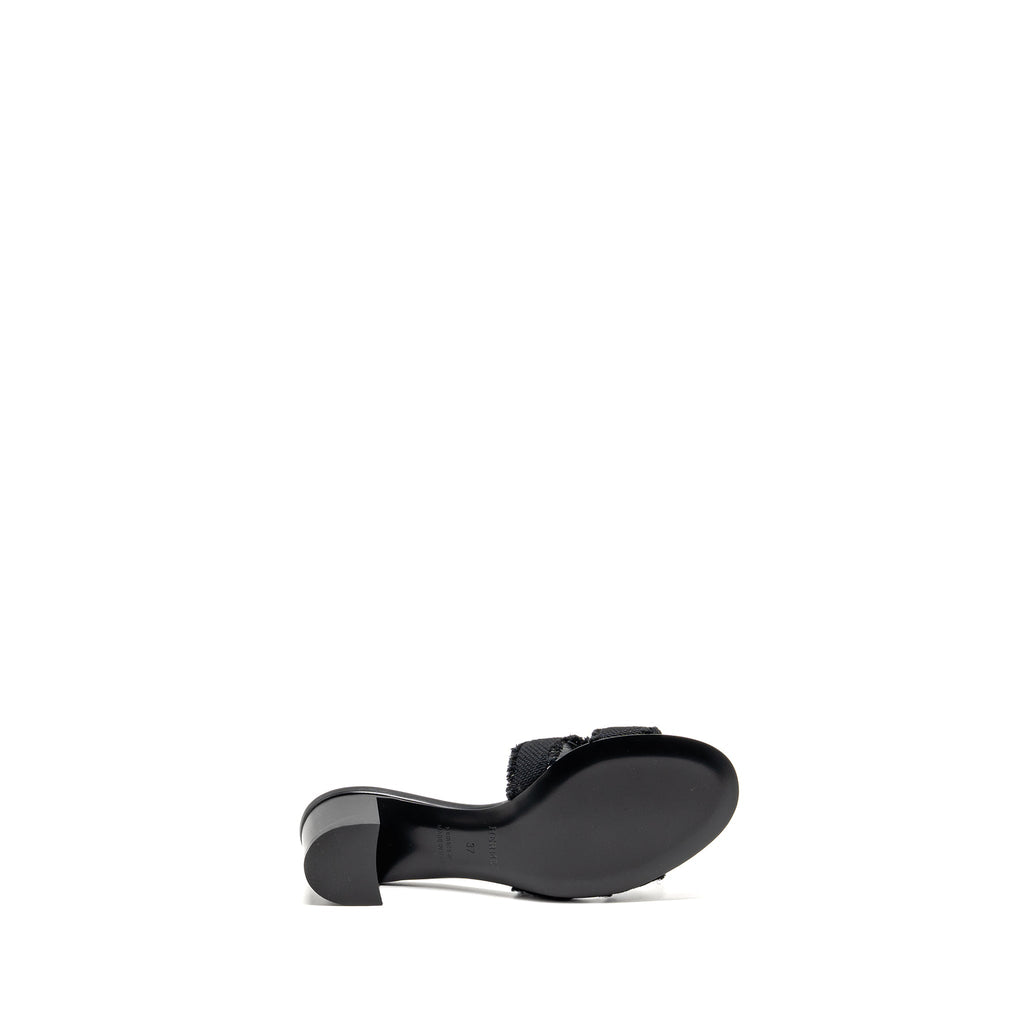 HERMES OASIS SANDAL CANVAS BLACK