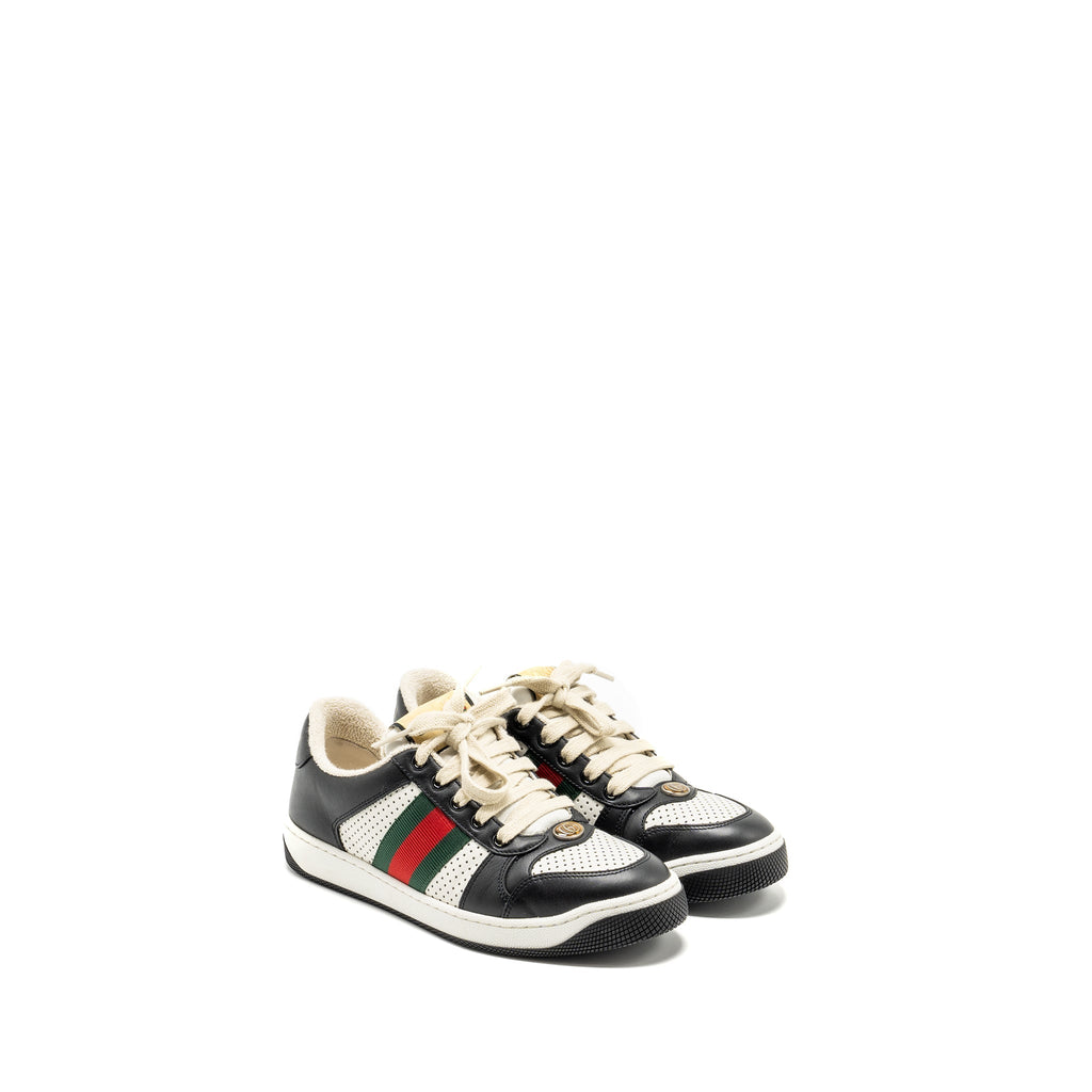 GUCCI SCREENER TRAINER SNEAKER BLACK/WHITE MULTICOLOUR