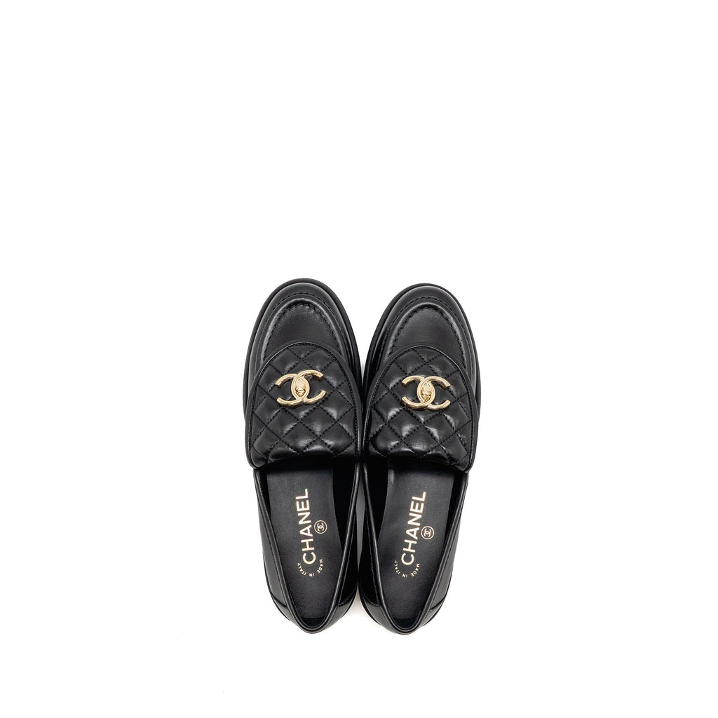 CHANEL TURNLOCK LOAFER QUILTED LEATHER BLACK LGHW