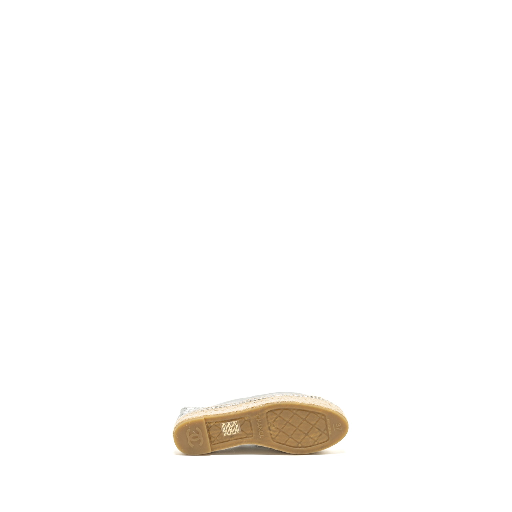 CHANEL ESPADRILLE METALLIC SILVER