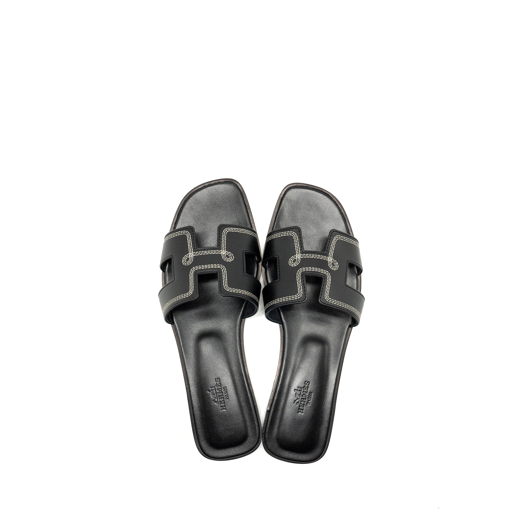 HERMES ORAN SANDALS BLACK LIMITED CONDITION