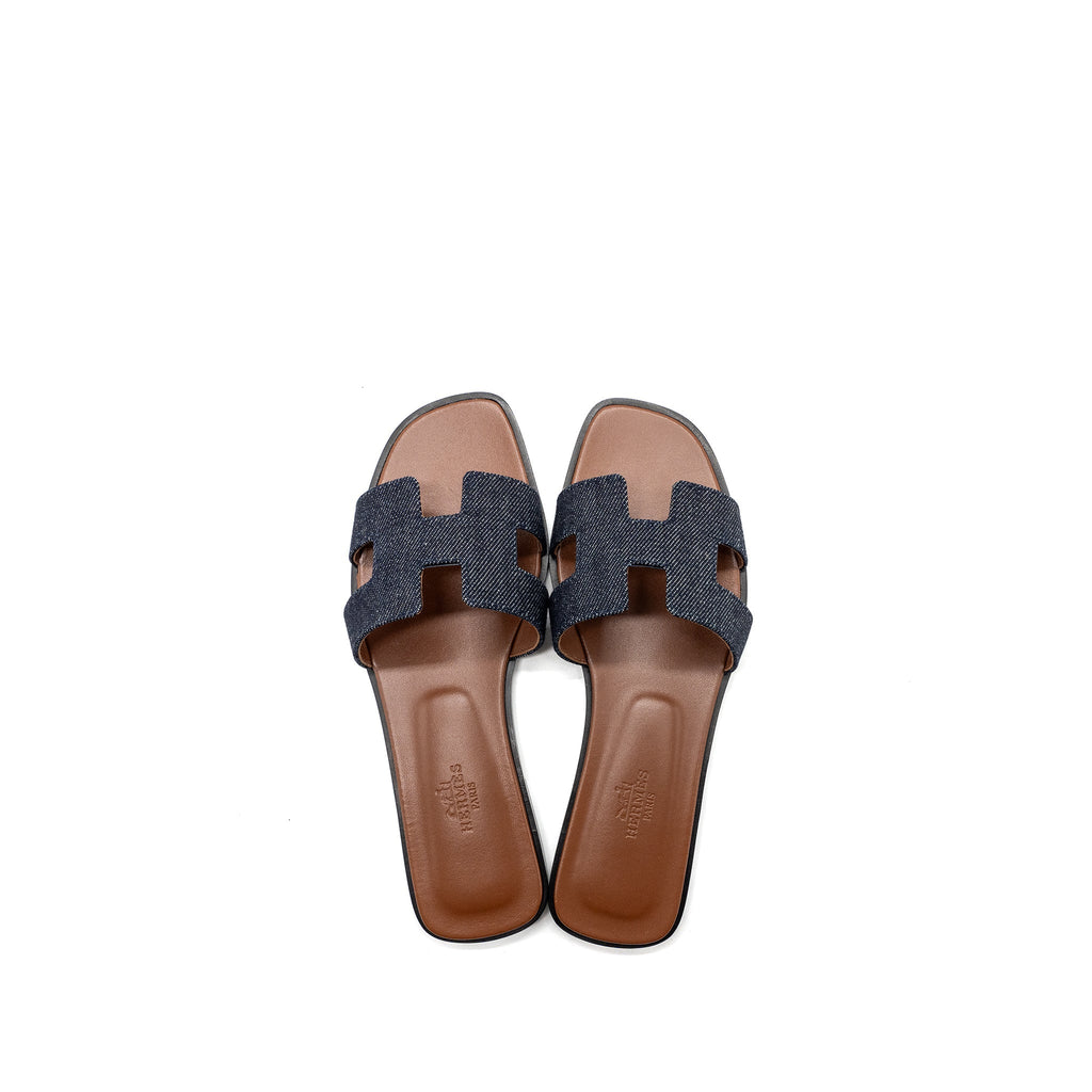 HERMES ORAN SANDALS BLEU BRUT