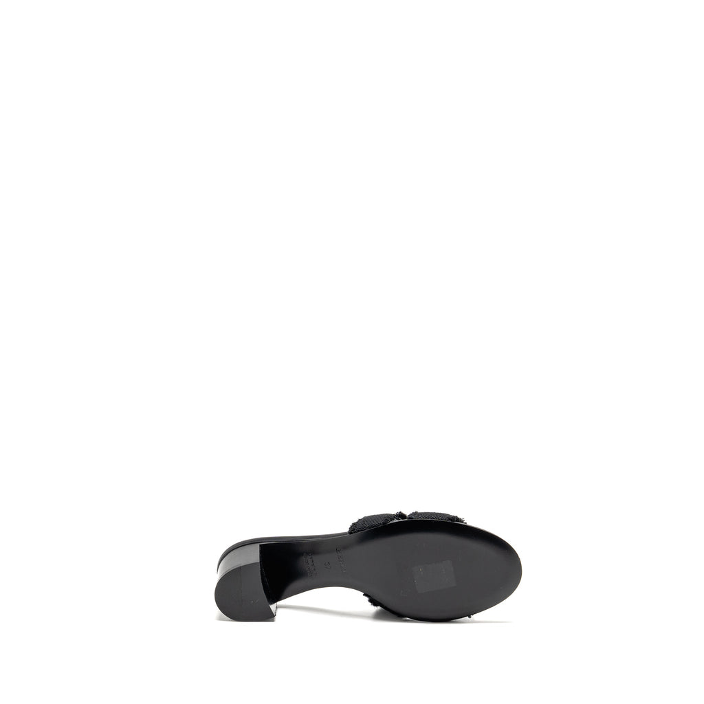 HERMES OASIS SANDAL CANVAS BLACK