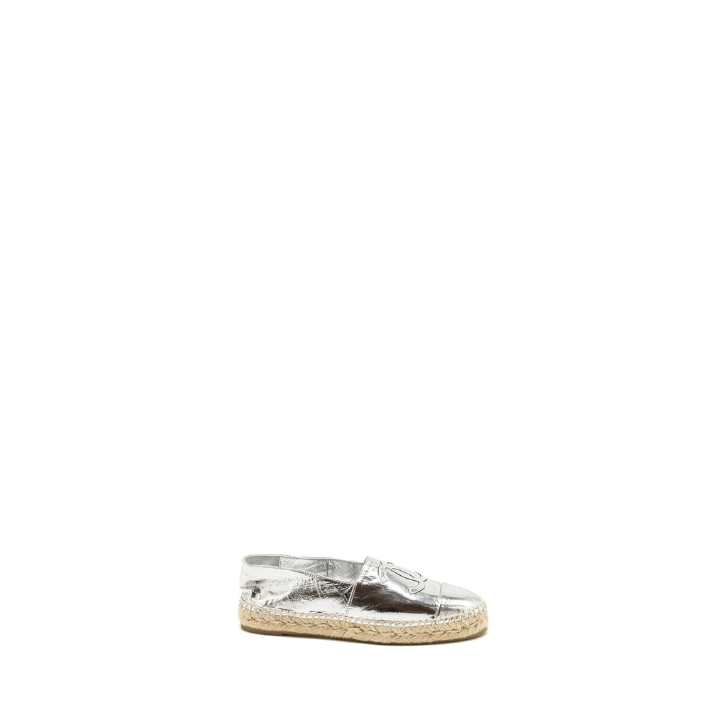 CHANEL ESPADRILLE METALLIC SILVER
