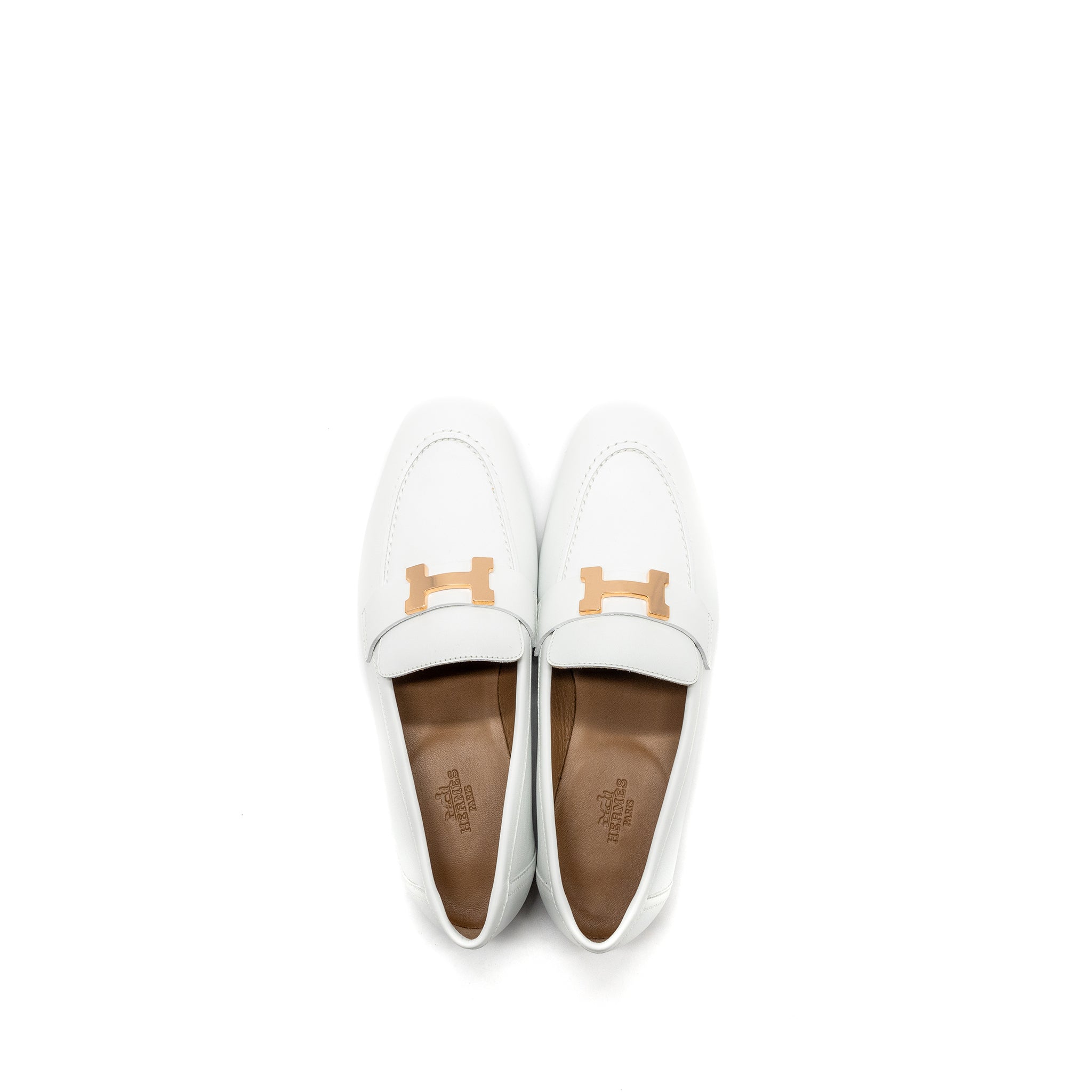 HERMES PARIS LOAFER CALFSKIN WHITE RGHW