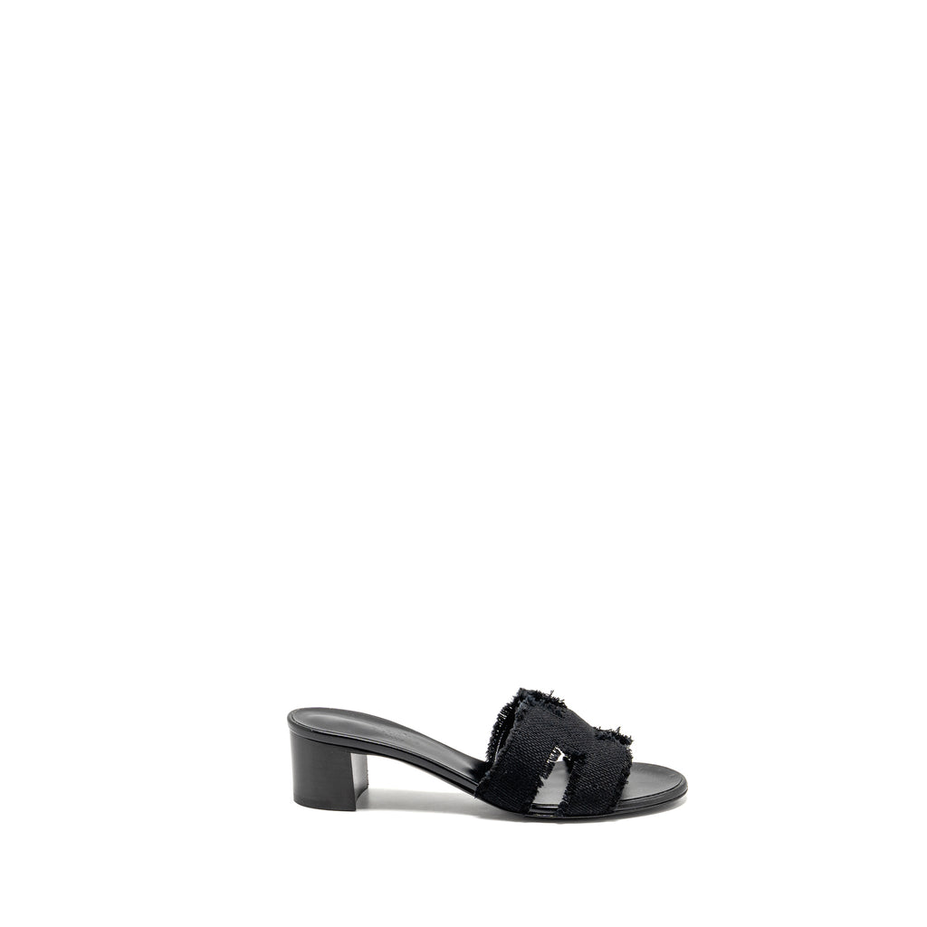 HERMES OASIS SANDAL CANVAS BLACK
