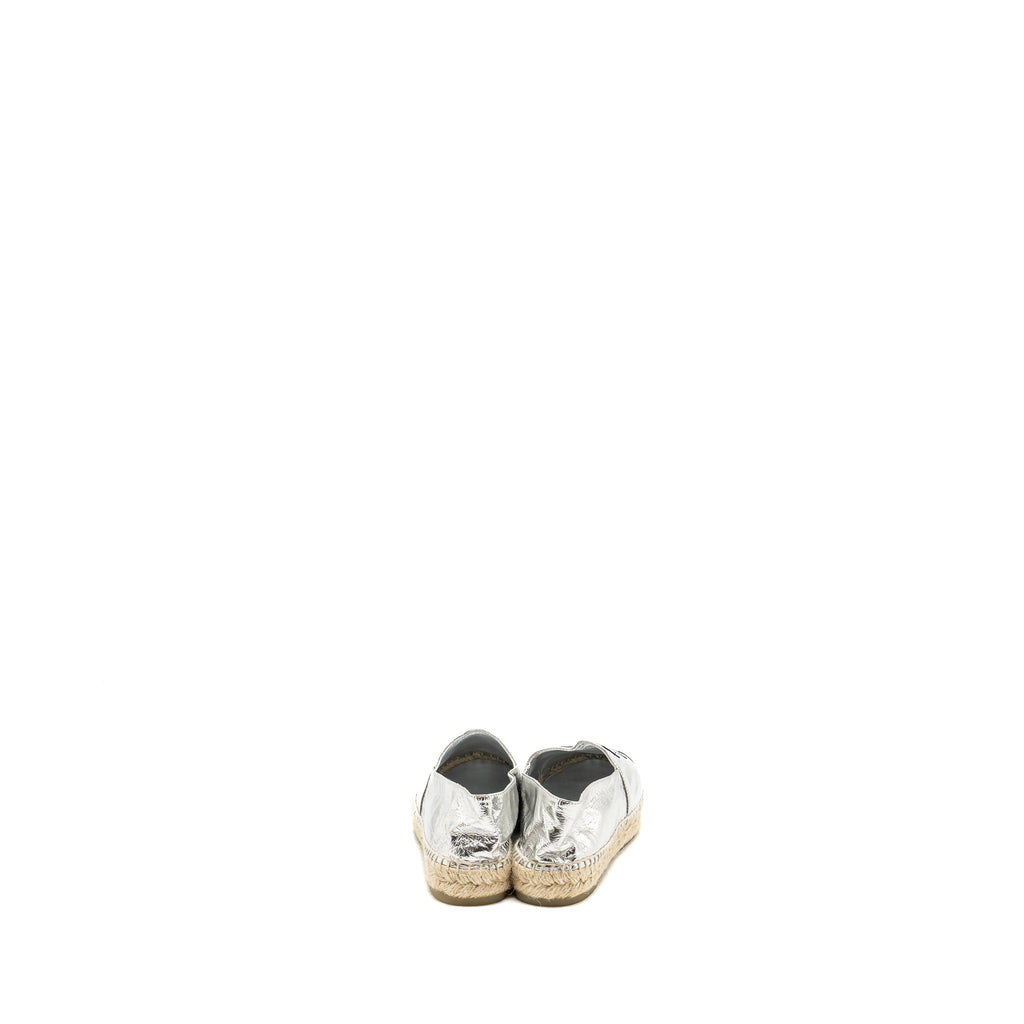 CHANEL ESPADRILLE METALLIC SILVER