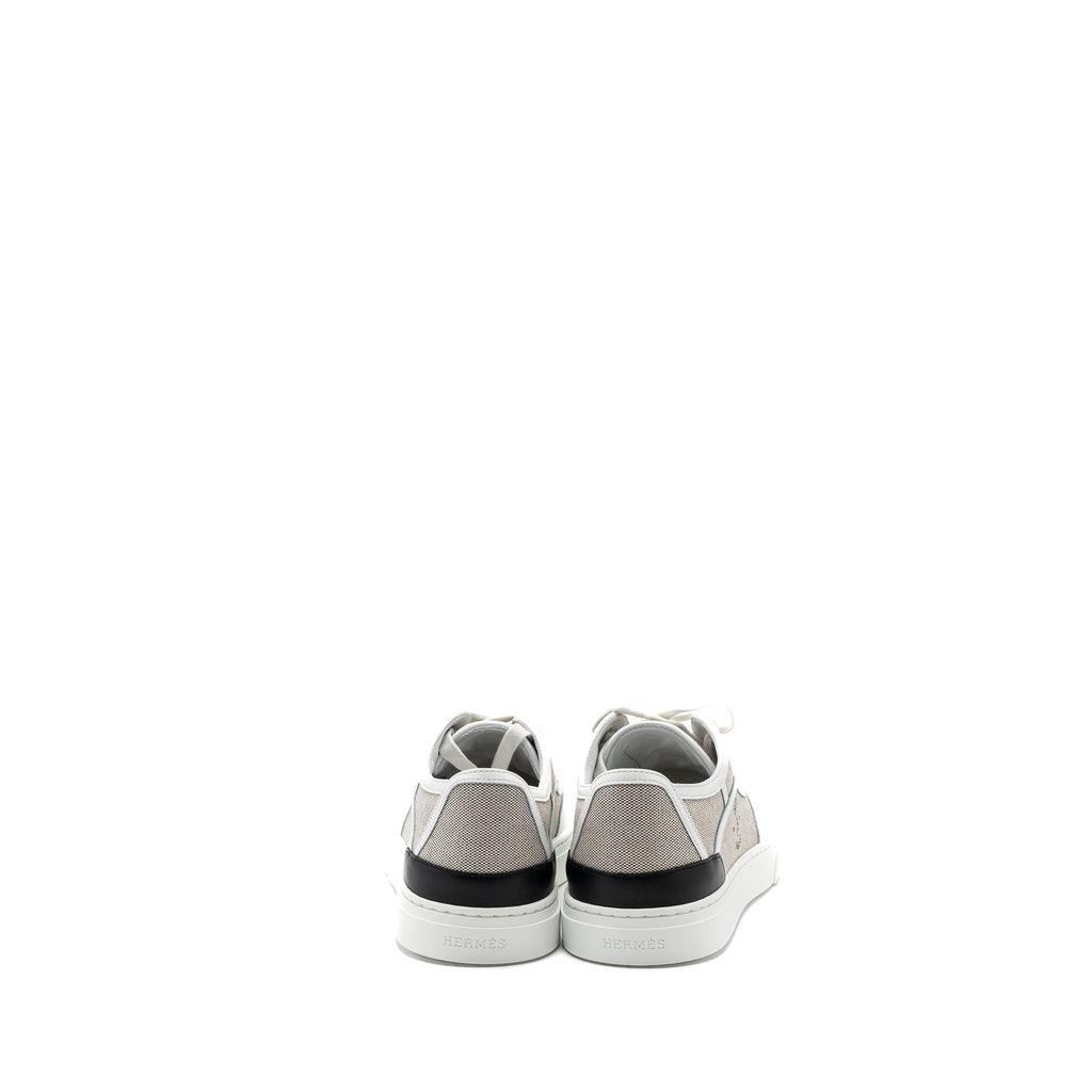HERMES GET SNEAKER CALFSKIN / CANVAS PRUNOIR / BLANC