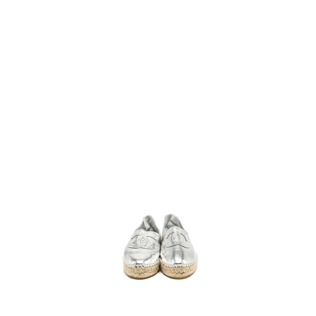CHANEL ESPADRILLE METALLIC SILVER
