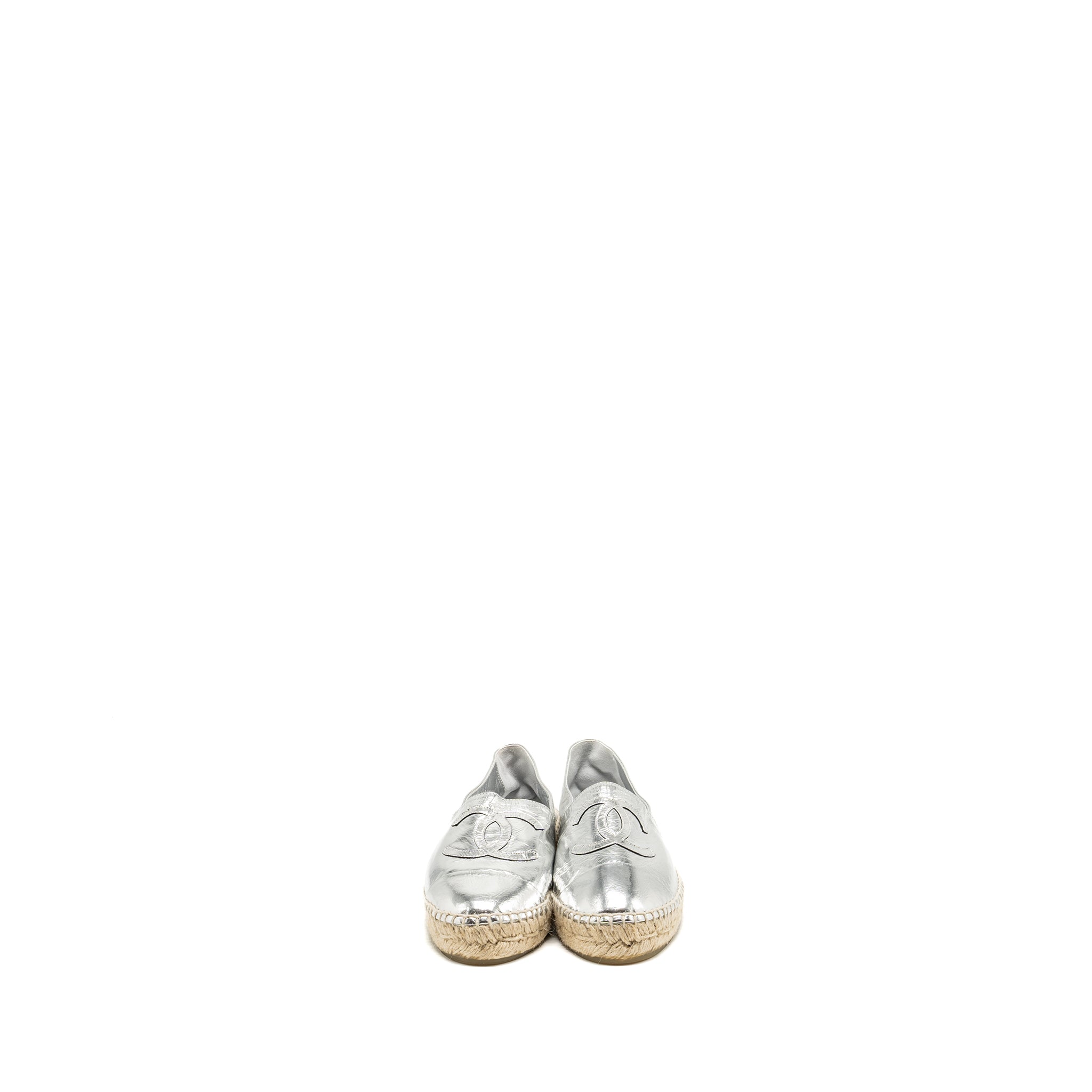 CHANEL ESPADRILLE METALLIC SILVER