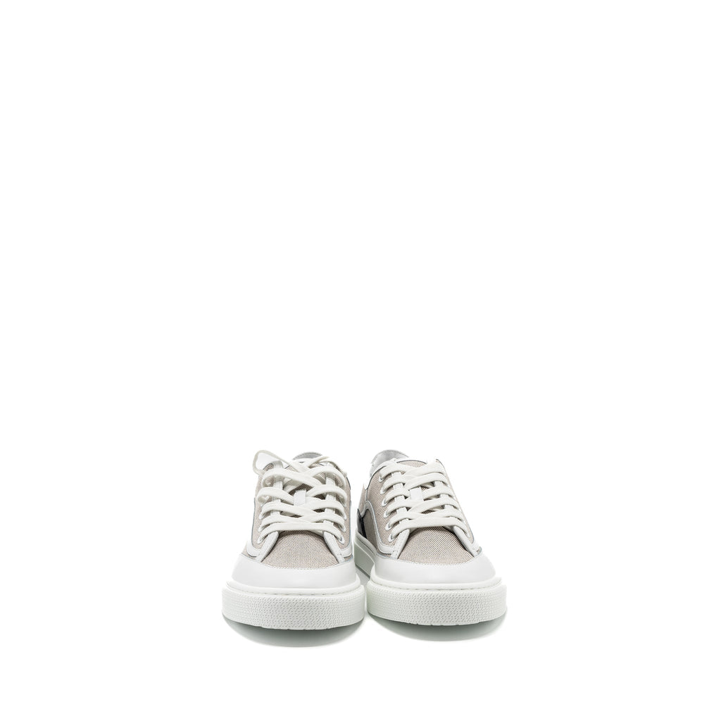 HERMES GET SNEAKER CALFSKIN / CANVAS PRUNOIR / BLANC