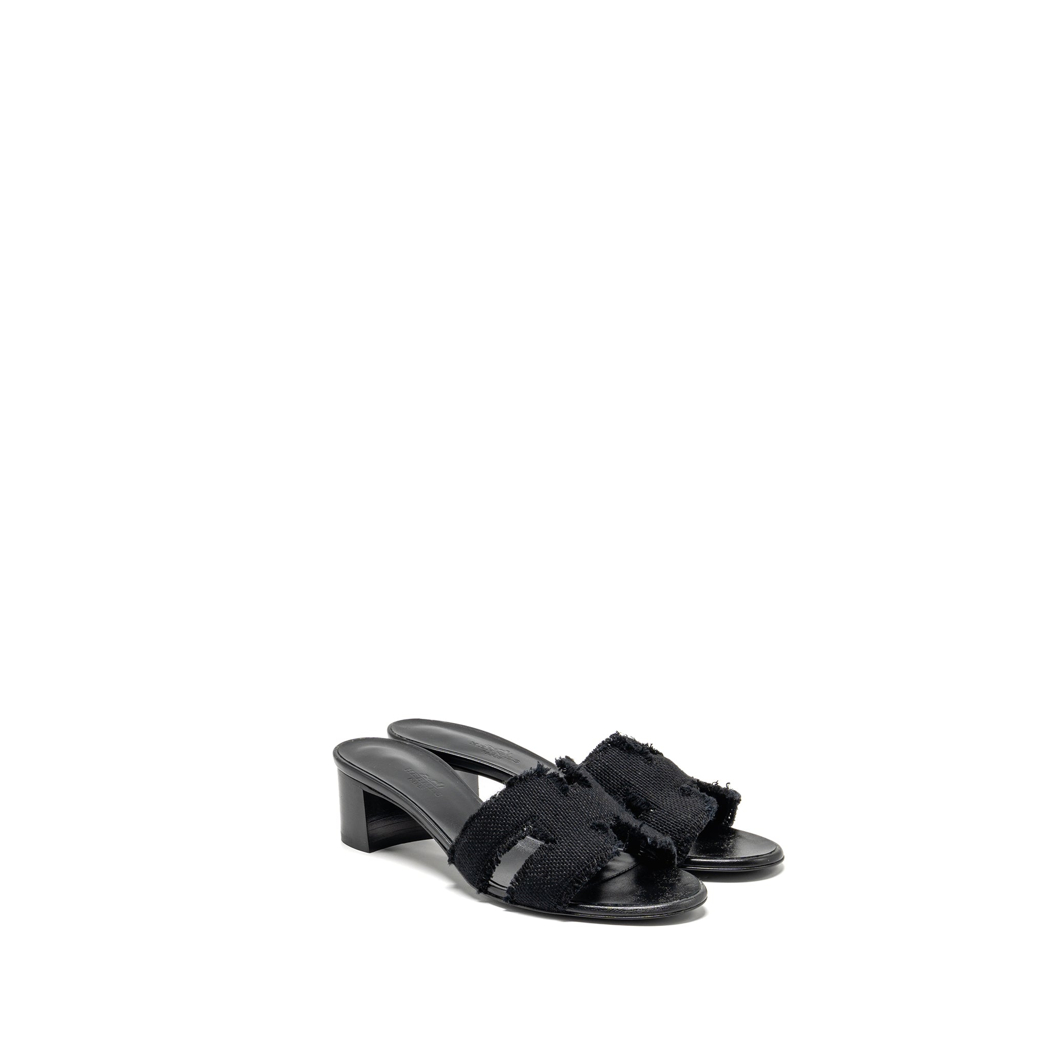 HERMES OASIS SANDAL CANVAS BLACK