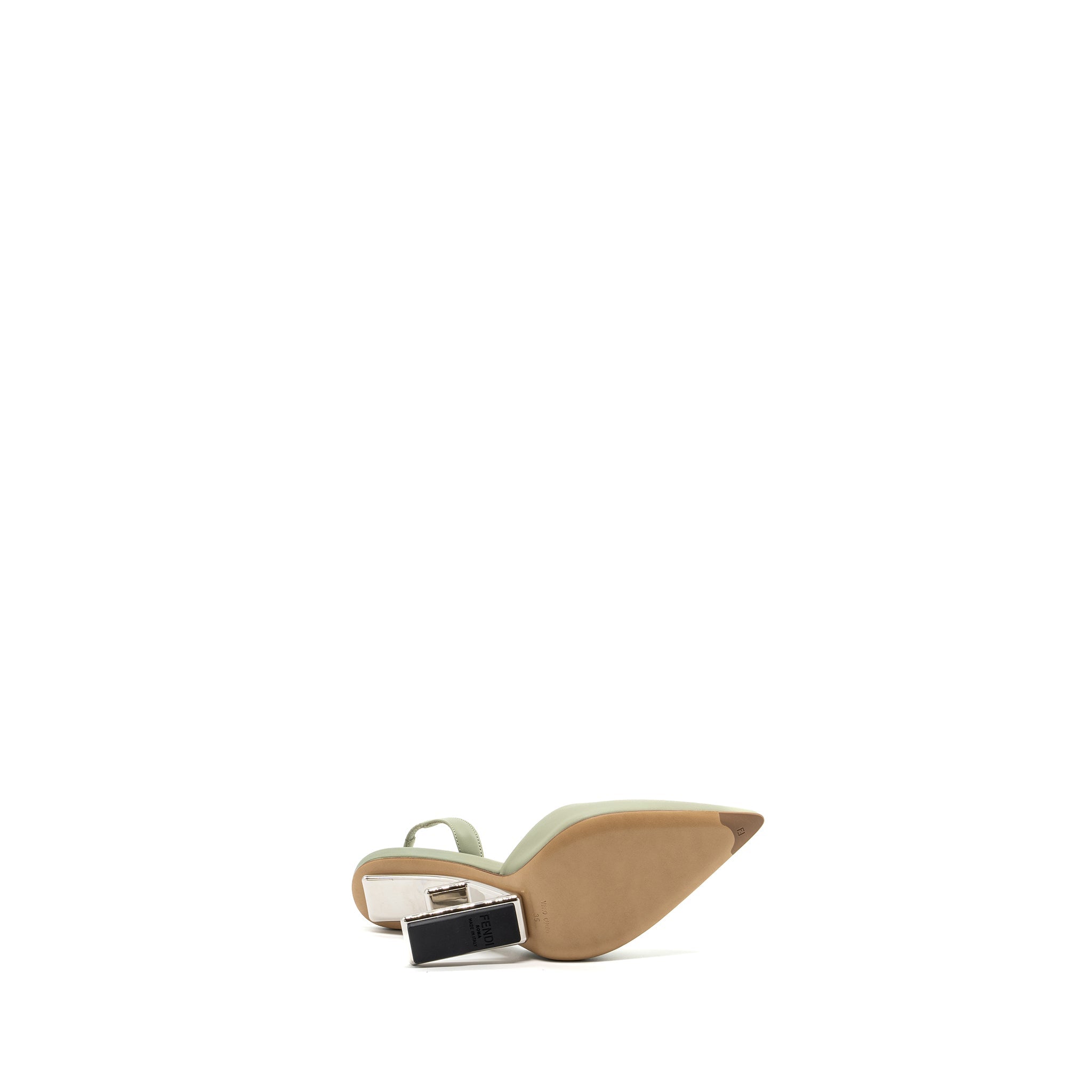 FENDI FENDI FIRST HIGH-HEELED SLINGBACKS LEATHER GREEN SHW