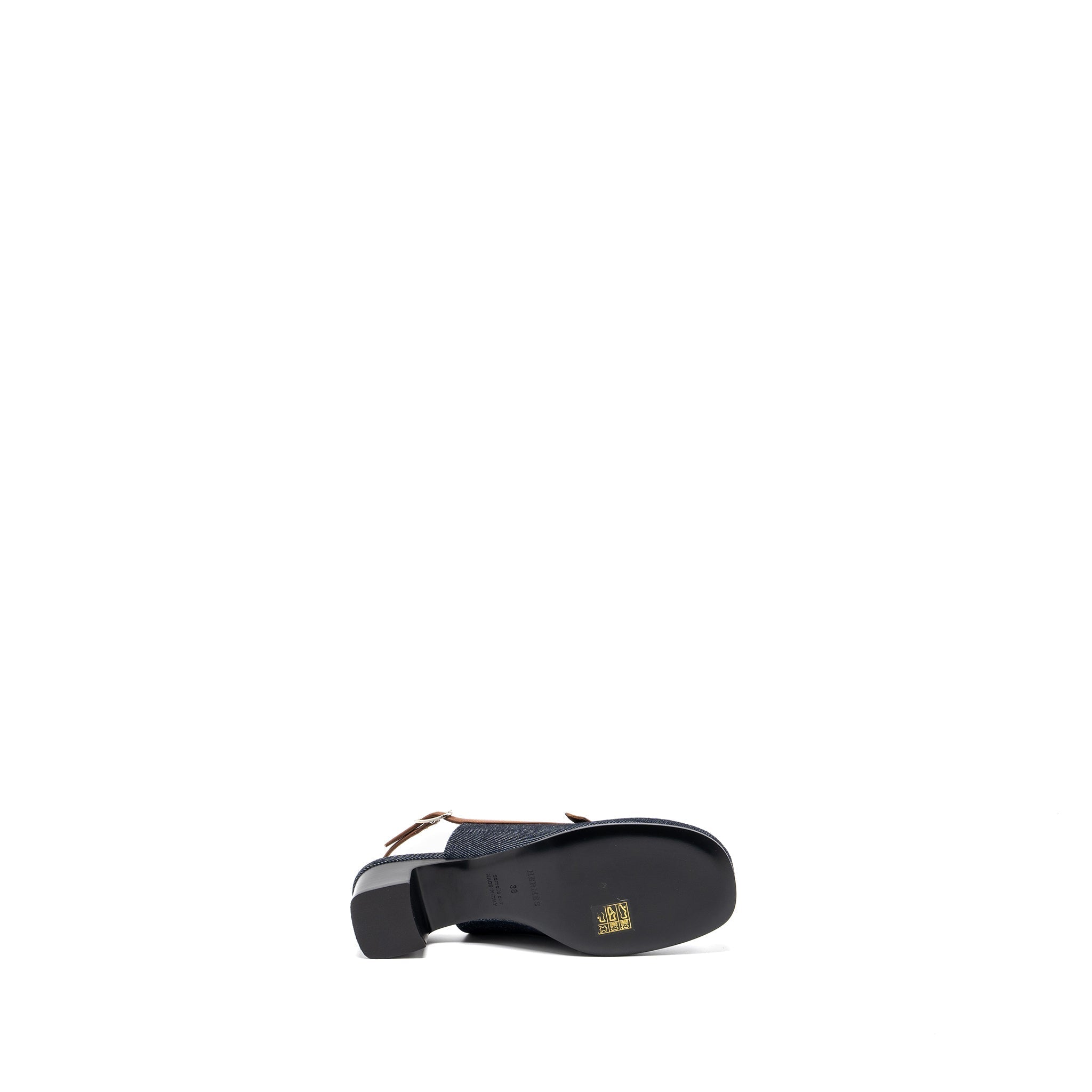 HERMES SANDALS DENIM DARK BLUE/GOLD SHW