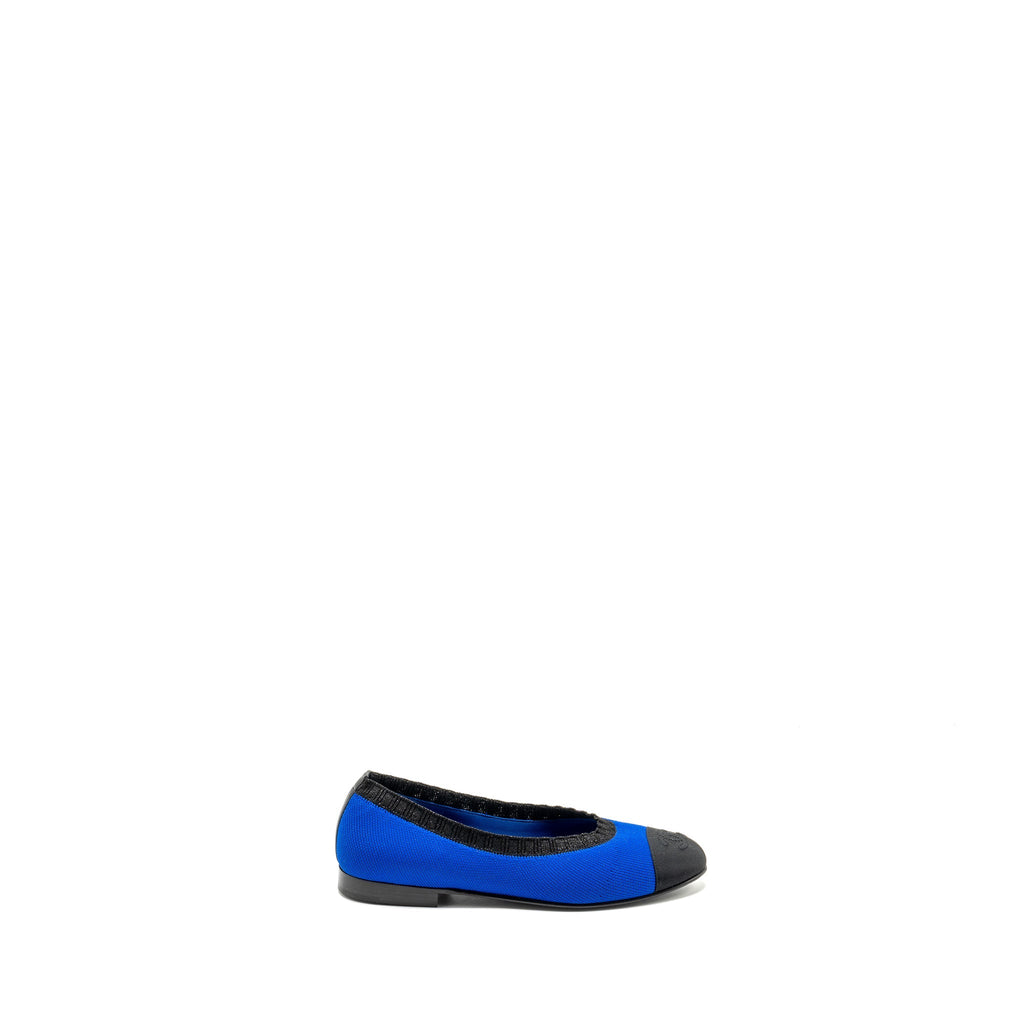 CHANEL BALLET FLATS FABRIC BLUE/ BLACK