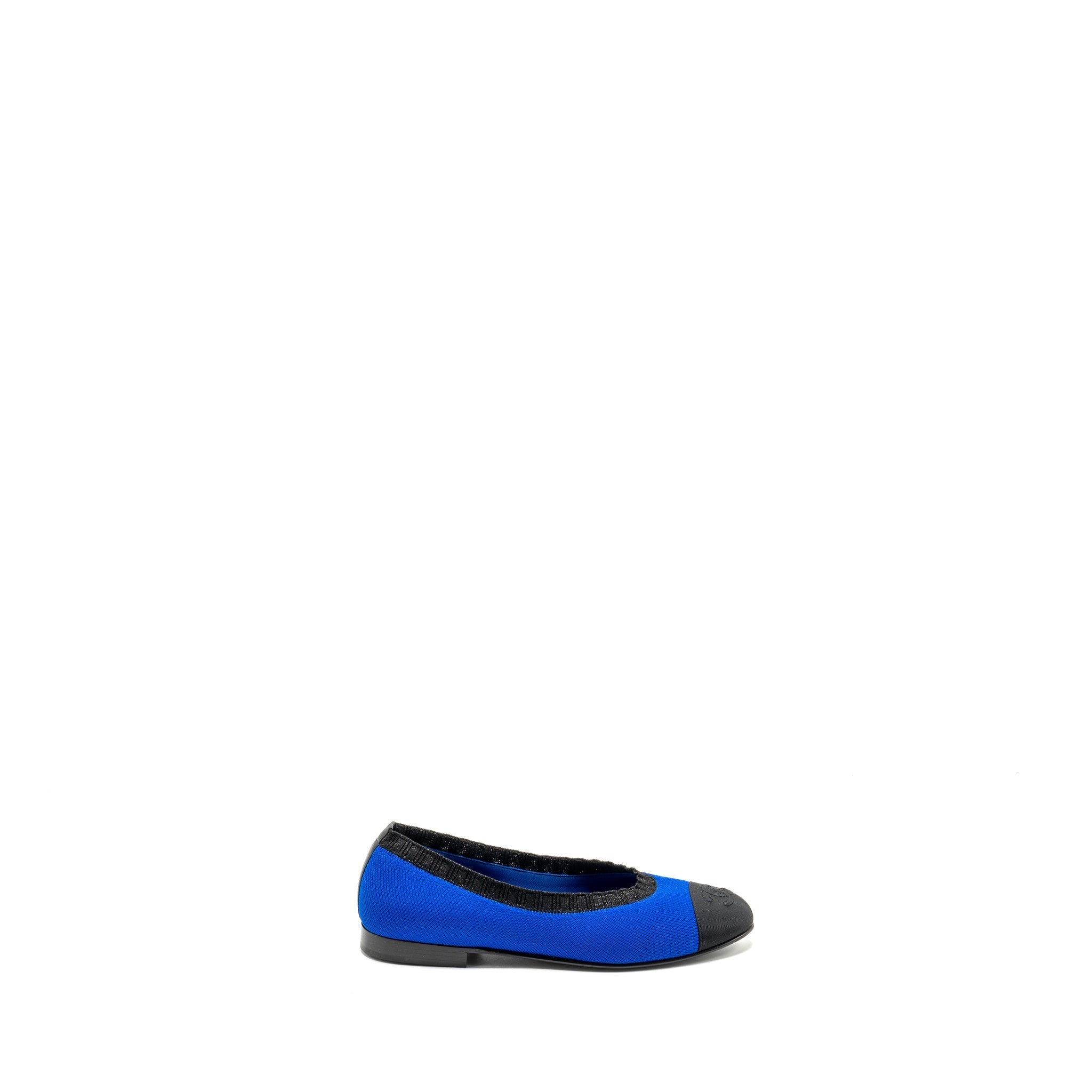 CHANEL BALLET FLATS FABRIC BLUE/ BLACK