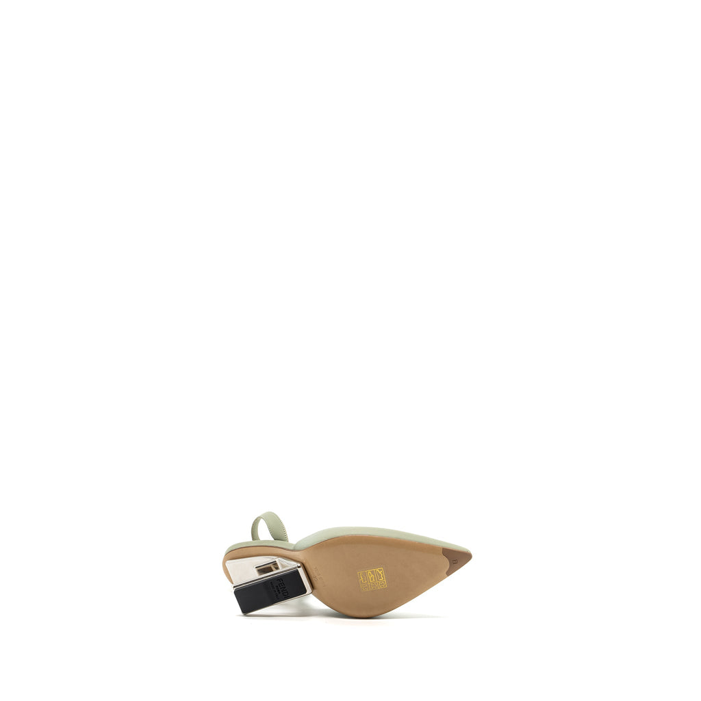 FENDI FENDI FIRST HIGH-HEELED SLINGBACKS LEATHER GREEN SHW