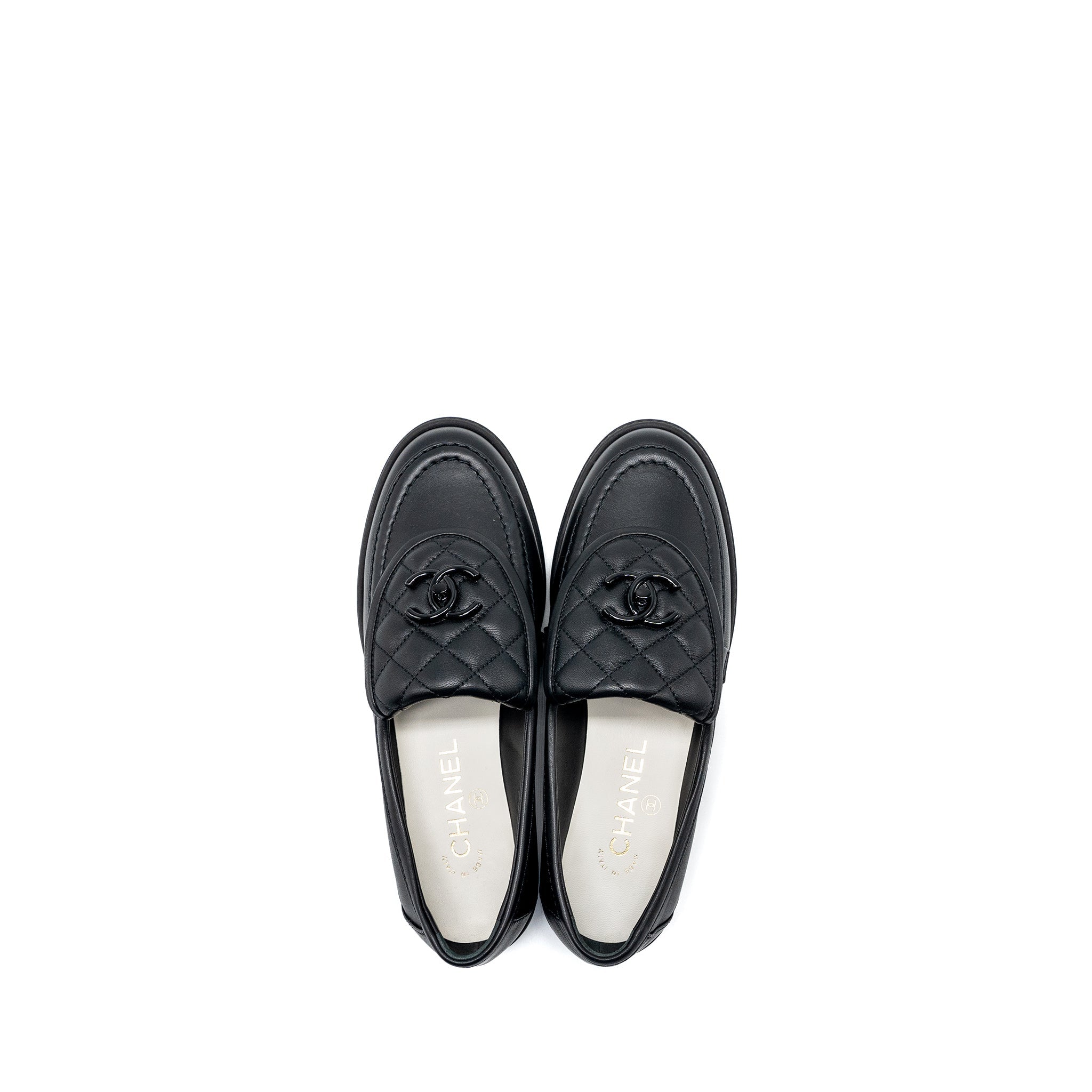 CHANEL 24C QUILTED CC LOGO LOAFER SO BLACK