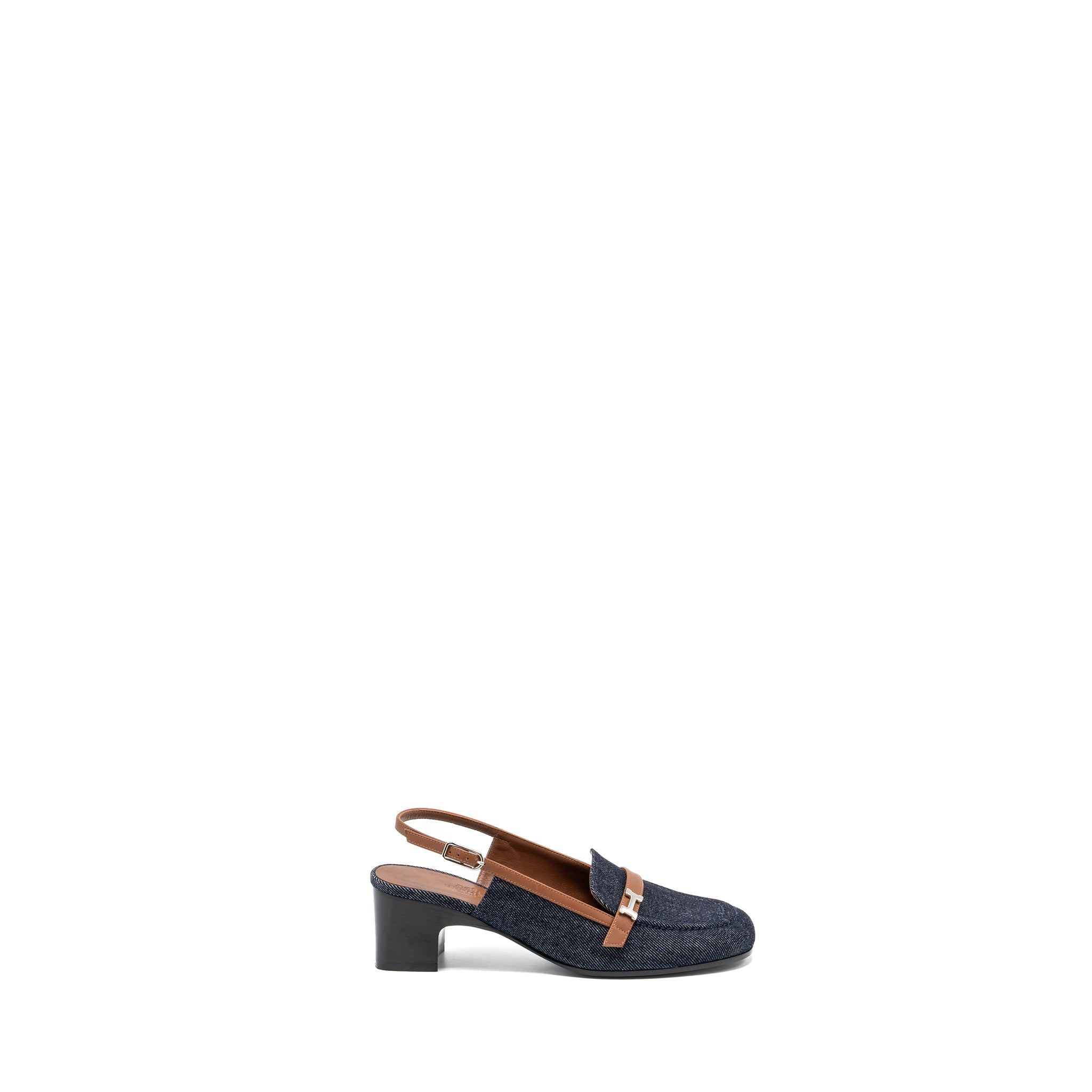 HERMES SANDALS DENIM DARK BLUE/GOLD SHW