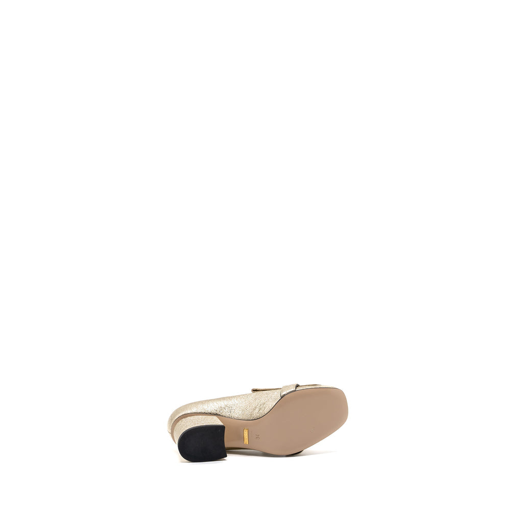 GUCCI GG MARMONT MID HEEL PUMP GOLD GHW
