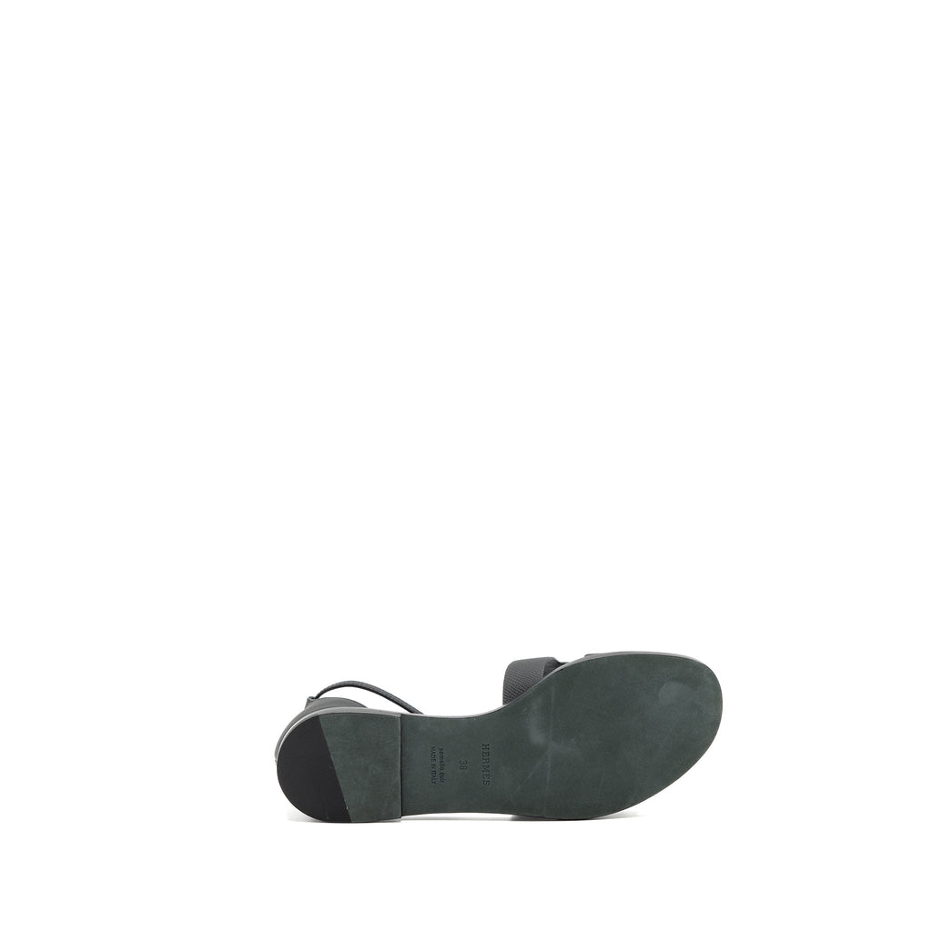 HERMES SANTORINI SANDALS LEATHER BLACK SHW