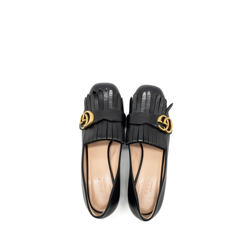 GUCCI MARMONT LOAFER PUMPS CALFSKIN BLACK GHW