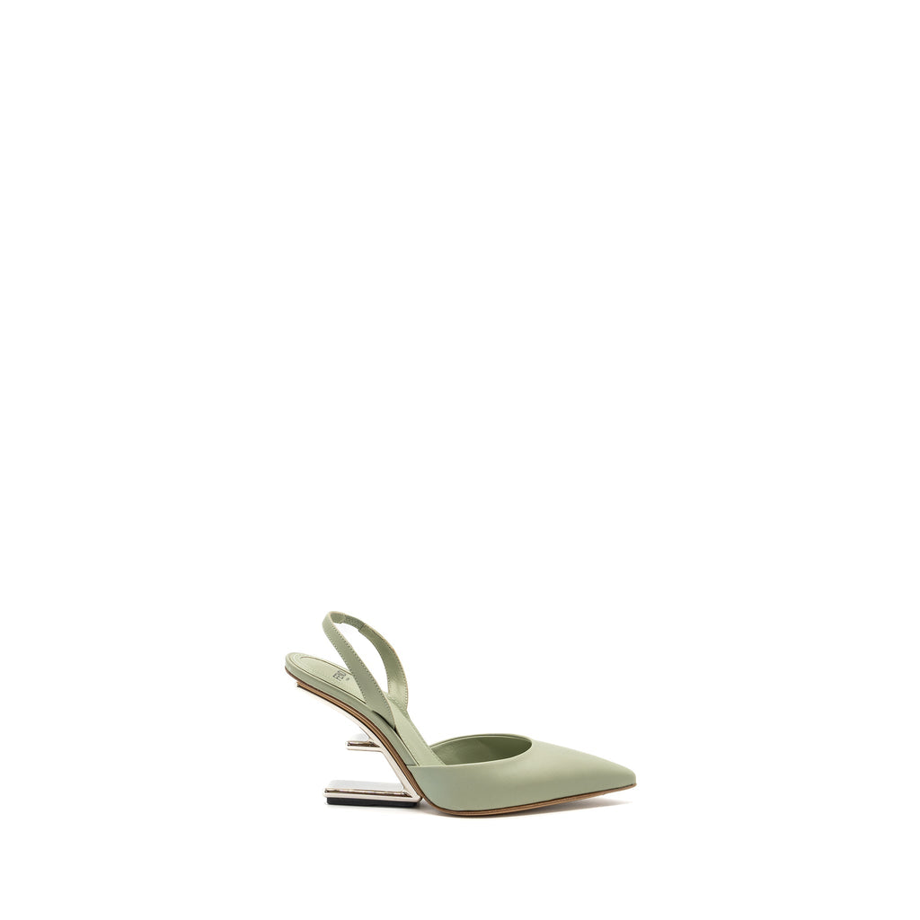 FENDI FENDI FIRST HIGH-HEELED SLINGBACKS LEATHER GREEN SHW