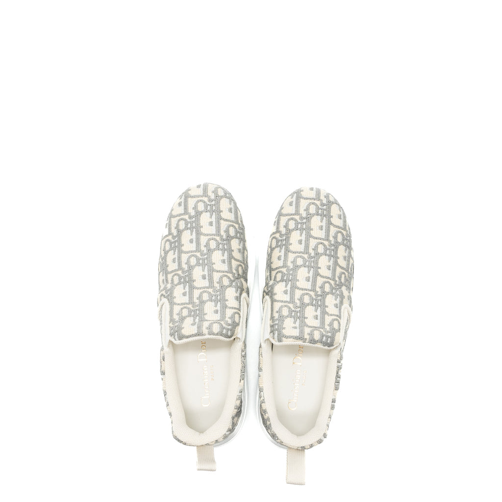 DIOR SOLAR LOAFERS OBLIQUE EMBROIDERY GREY STONE