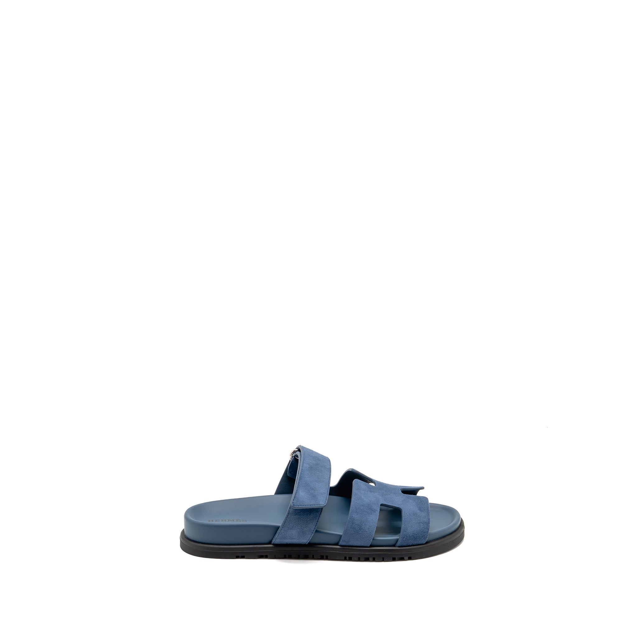 HERMES FEMME CHYPRE SANDALS CHEVRE VELOURS BLEU TURQUIN