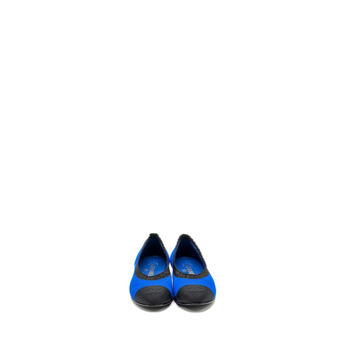 CHANEL BALLET FLATS FABRIC BLUE/ BLACK