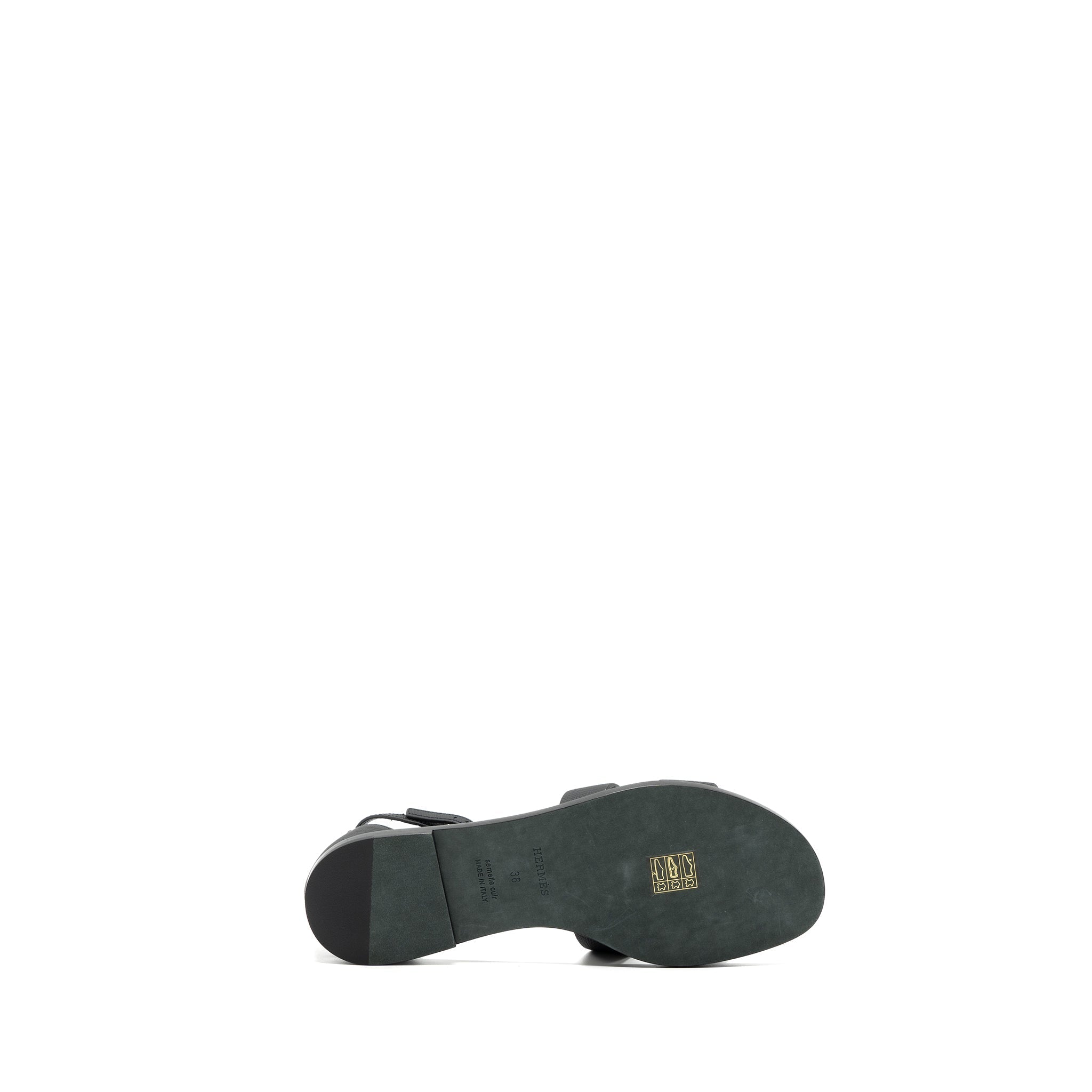 HERMES SANTORINI SANDALS LEATHER BLACK SHW